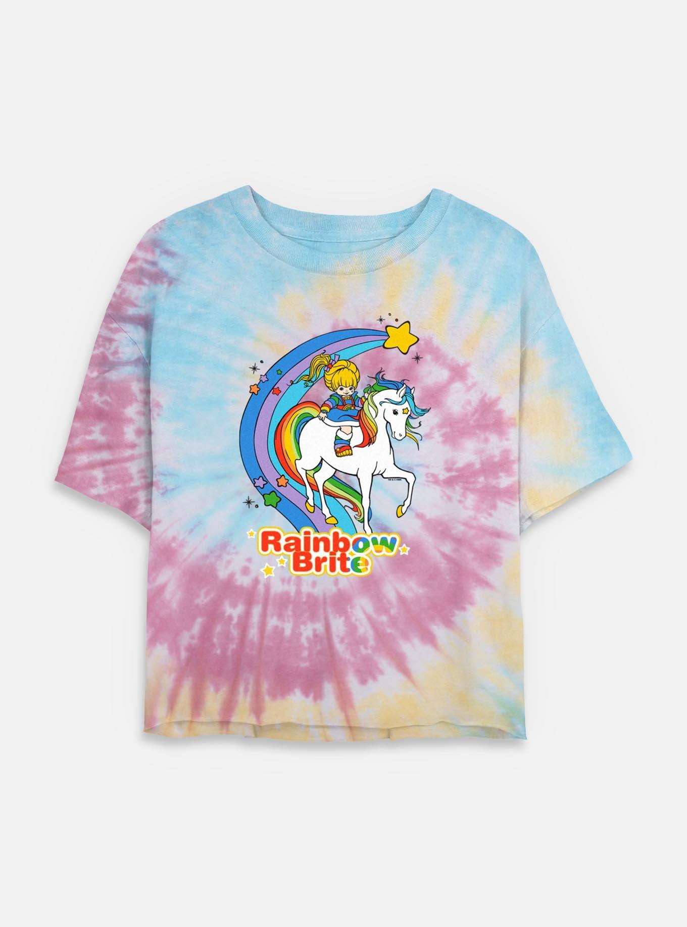 Rainbow Brite Rainbow Brite Horse Tie Dye Crop Womens  T-Shirt, , hi-res
