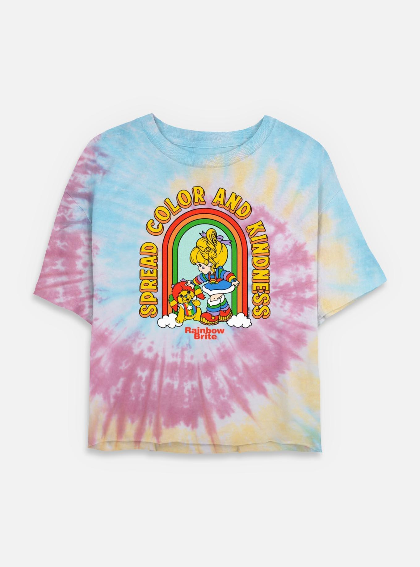 Rainbow Brite Spread Color And Kindness Tie Dye Crop Womens  T-Shirt, , hi-res