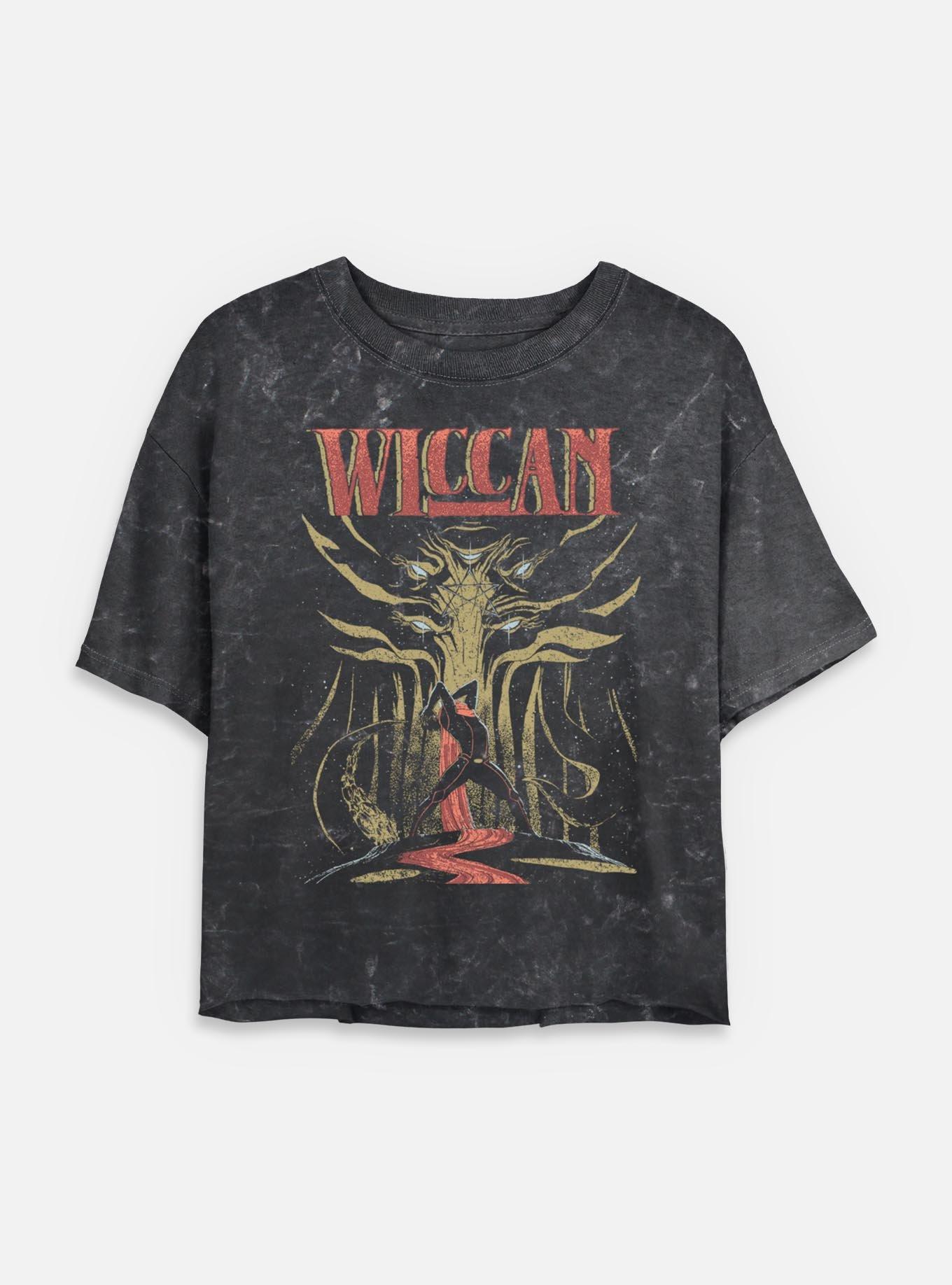 Marvel Wiccan Pentaganal Wiccan Mineral Wash Womens Crop T-Shirt, BLACK, hi-res