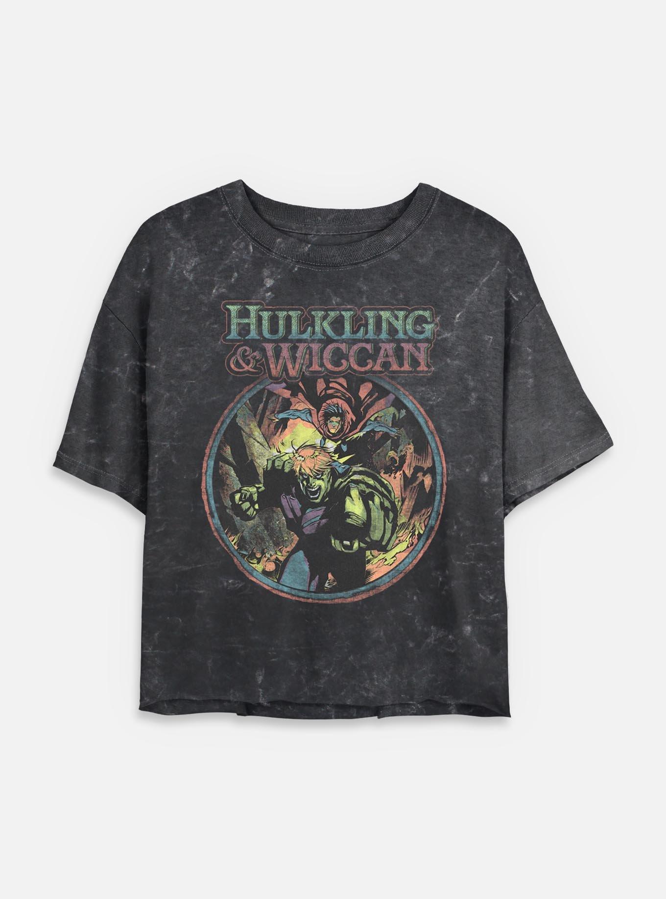 Marvel Wiccan Hey Boy Mineral Wash Womens Crop T-Shirt, BLACK, hi-res