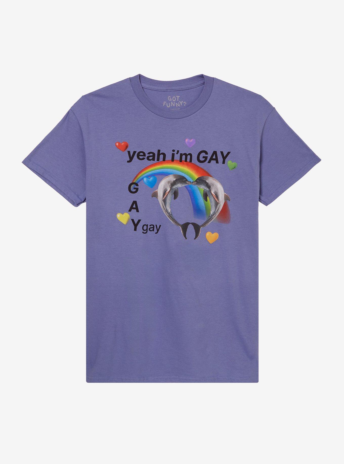 Dolphins Yeah I'm Gay T-Shirt By Got Funny?, , hi-res