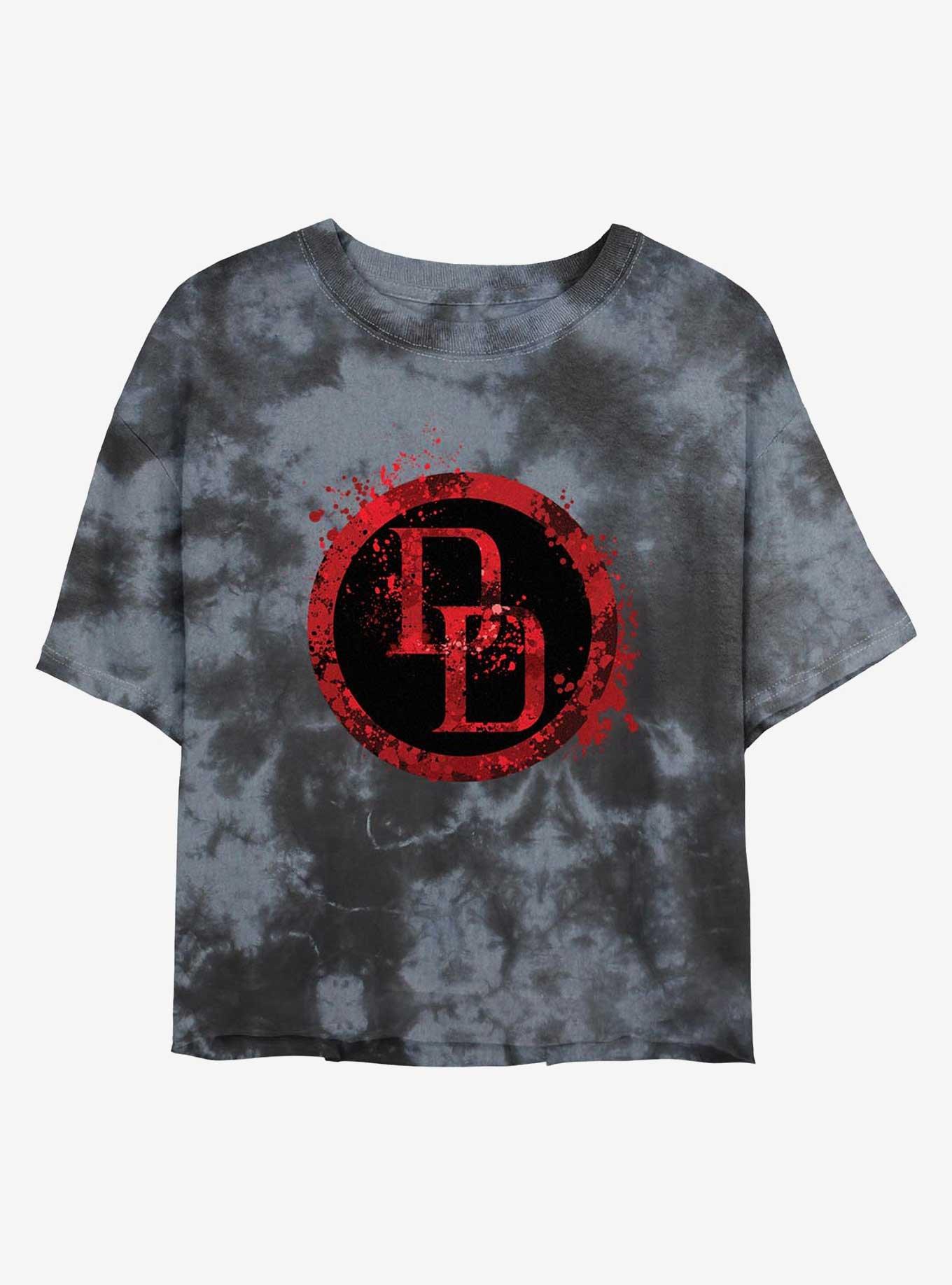 Marvel Daredevil Spatter Icon Tie-Dye Girls Crop T-Shirt, , hi-res