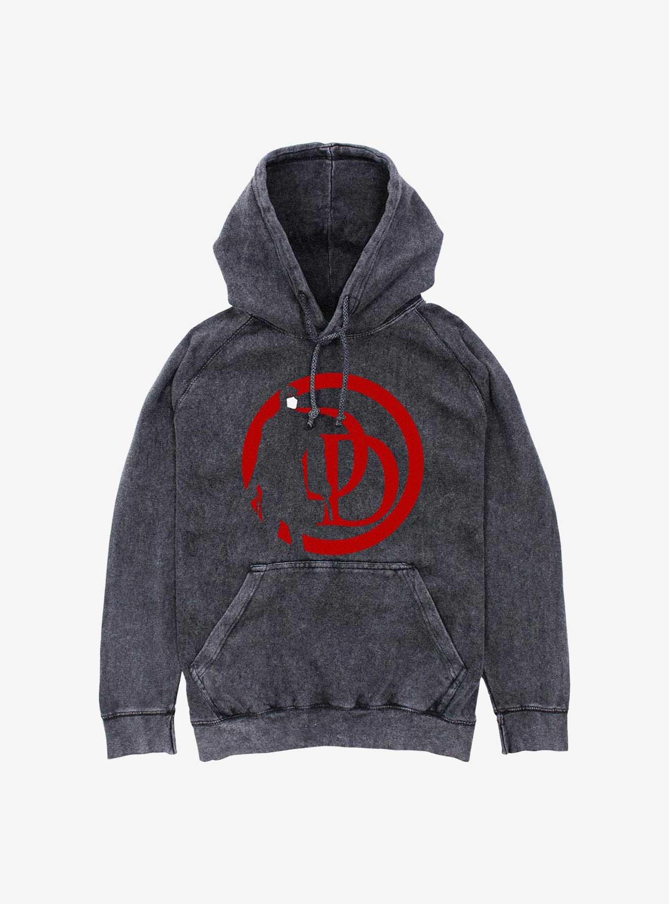 Marvel Daredevil Interlocking DD Standing Silhouette Mineral Wash Hoodie, , hi-res