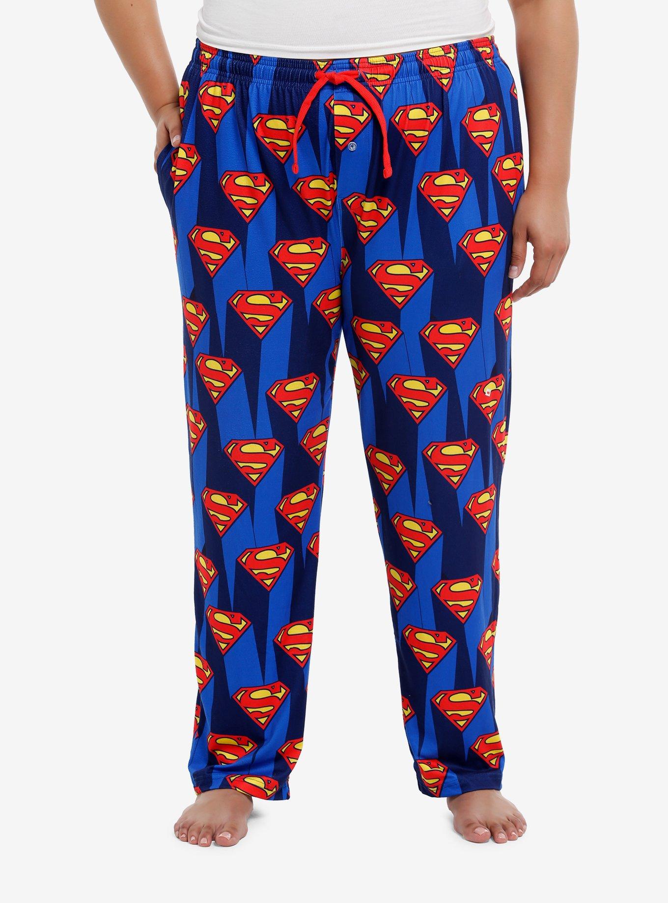 DC Comics Superman Crest Allover Print Pajama Pants Plus Size, , hi-res
