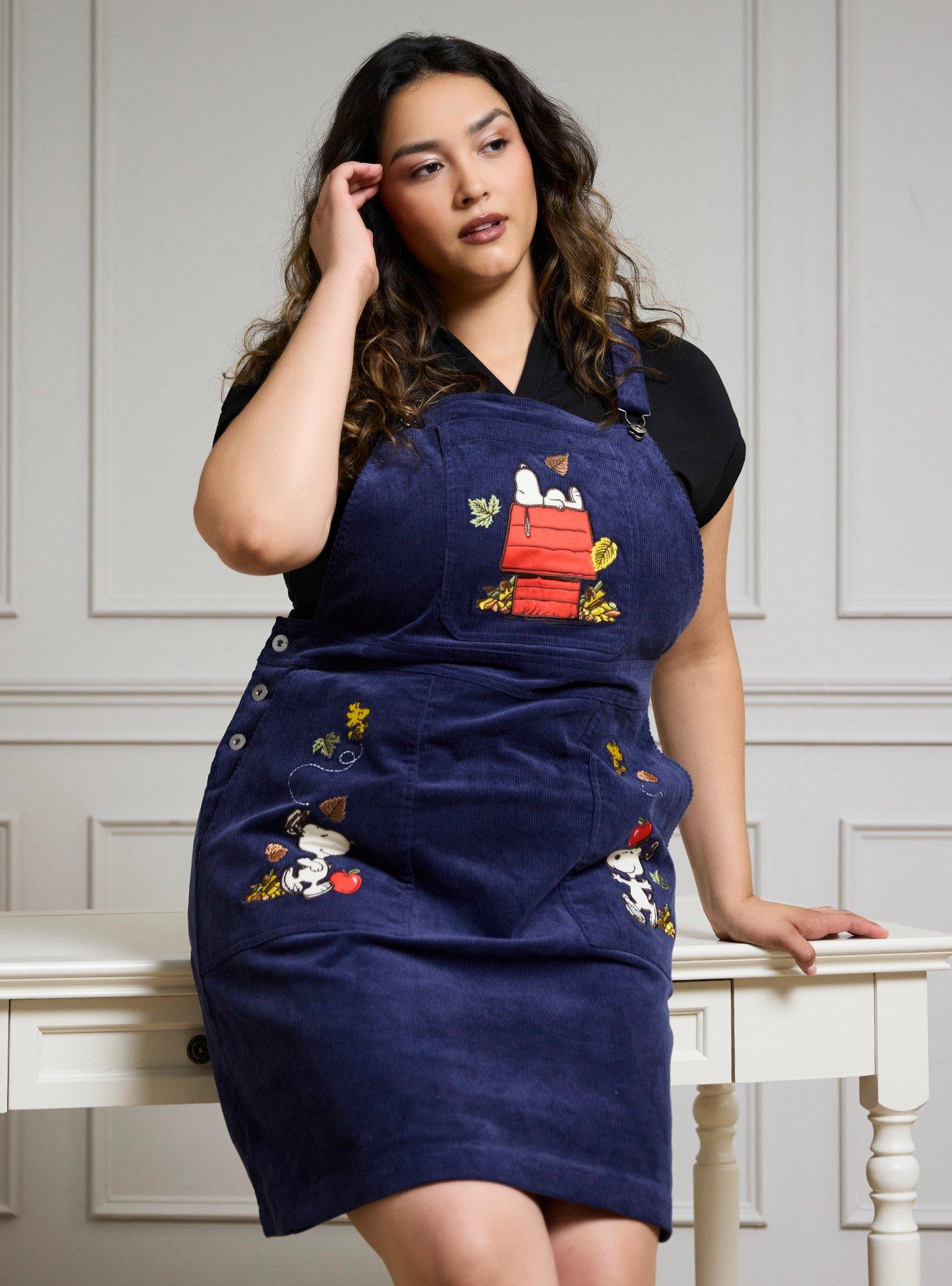 Peanuts Snoopy Fall Corduroy Overall Plus Size Dress - BoxLunch Exclusive, , hi-res