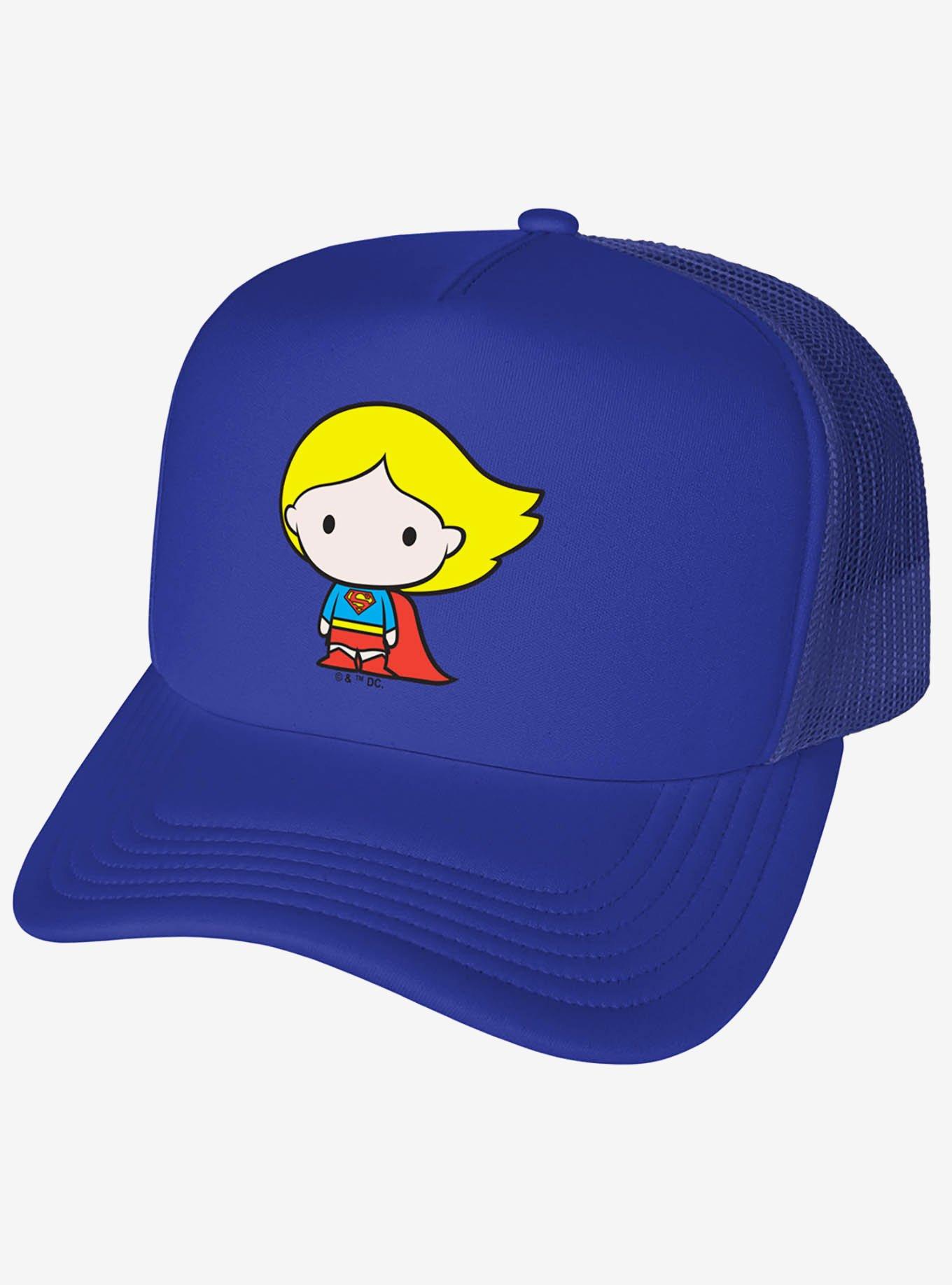 Superman Supergirl Cute Chibi Character Foam Trucker Hat, , hi-res