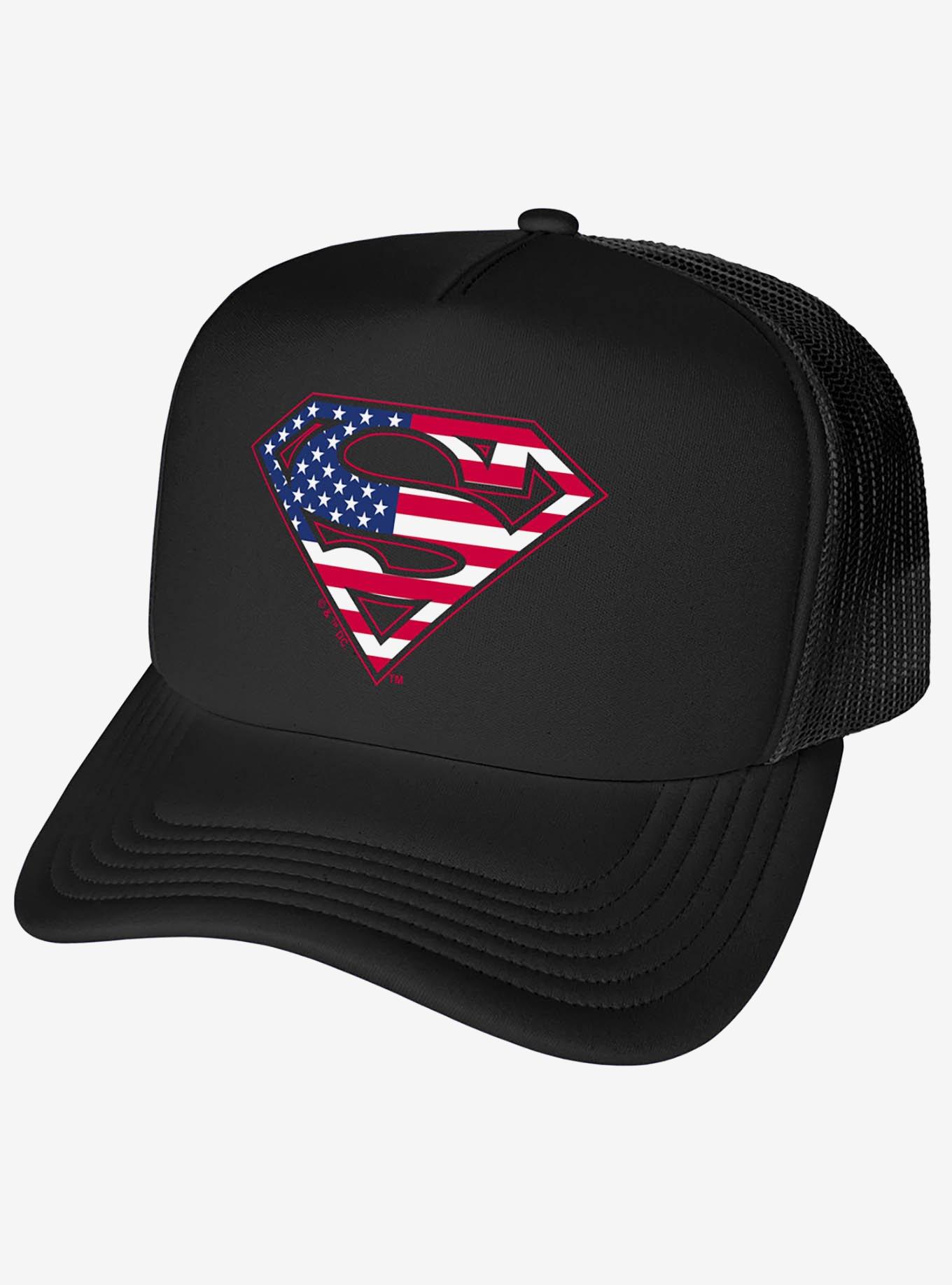 Superman American Flag Shield Logo Foam Trucker Hat, , hi-res