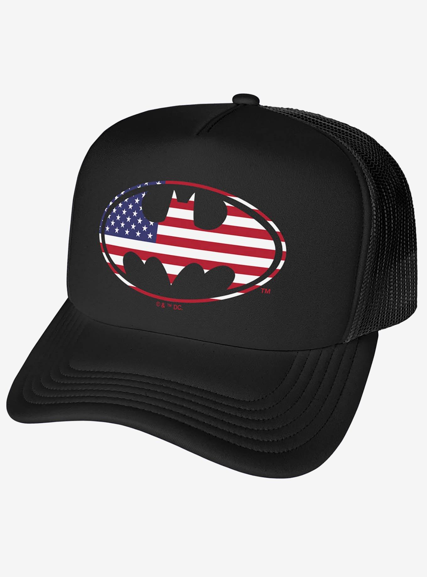 Batman American Flag Shield Logo Foam Trucker Hat, , hi-res