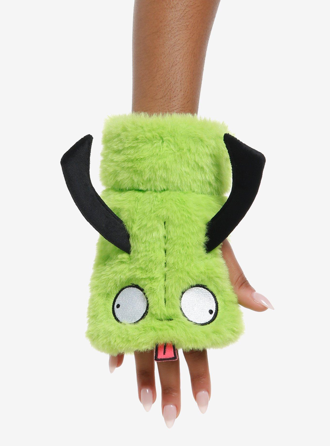 Invader Zim GIR Fuzzy Fingerless Gloves, , hi-res