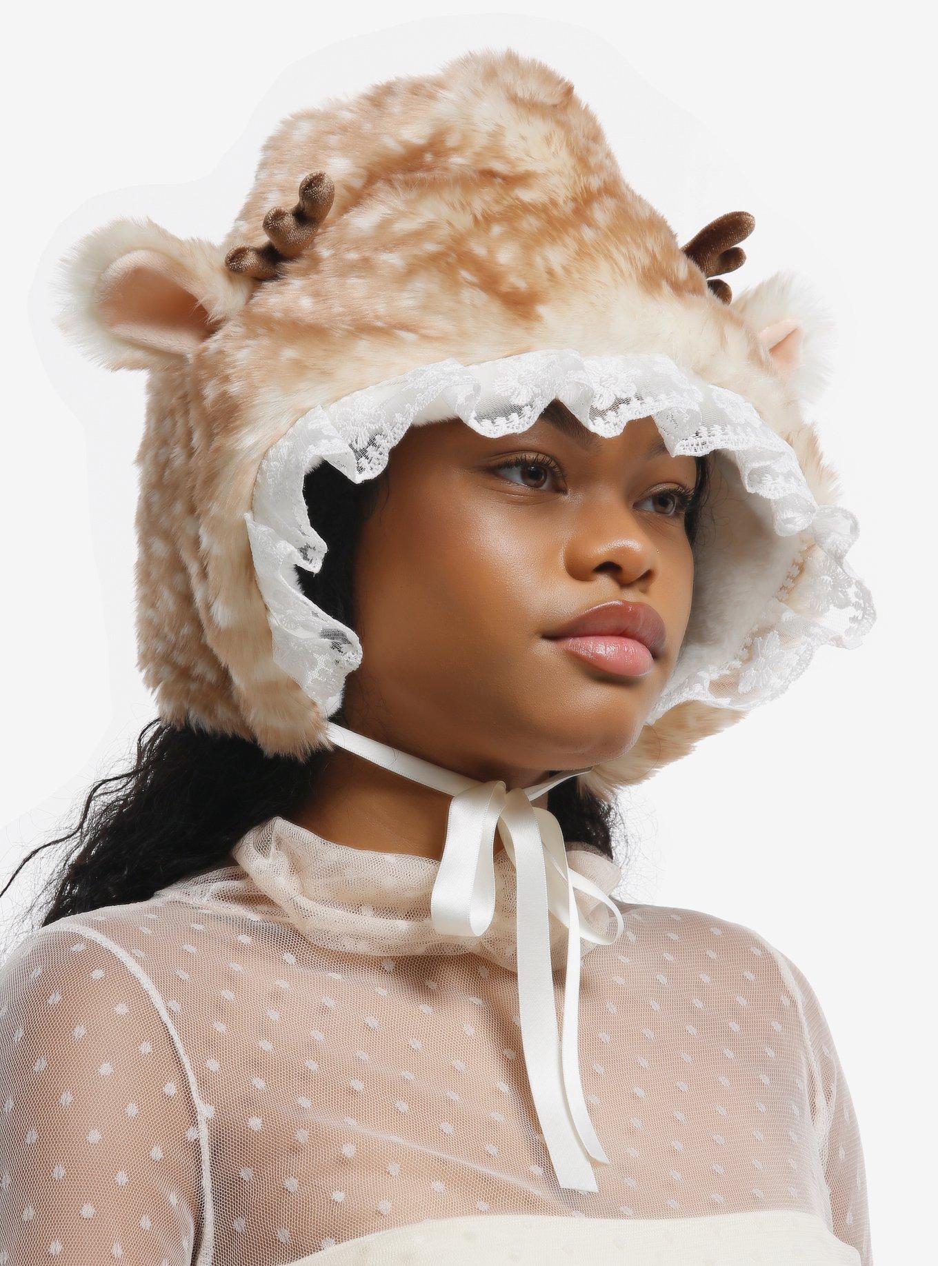 Deer Lace Fuzzy Hood, , hi-res