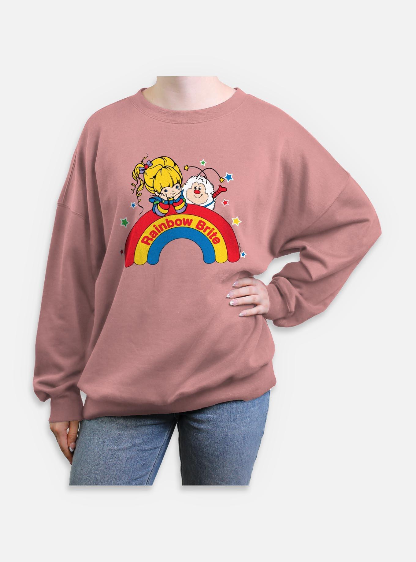 Rainbow Brite Wishing On A Rainbow Womens Oversized Sweatshirt, DESERTPNK, hi-res