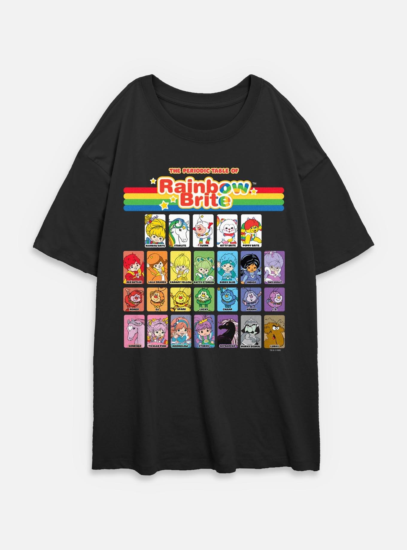 Rainbow Brite Table Of Color Womens Oversized T-Shirt, BLACK, hi-res