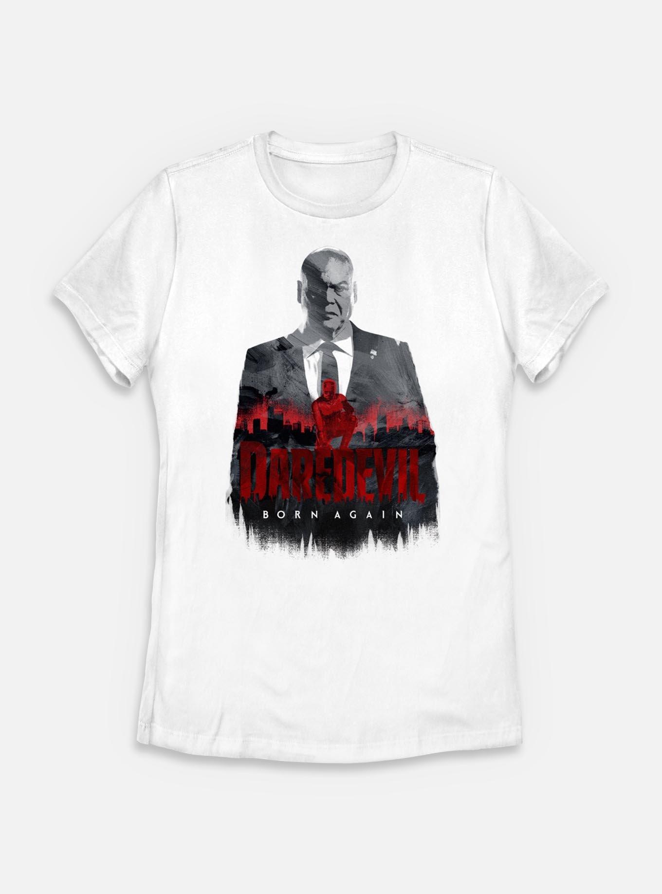 Marvel Daredevil: Born Again Fisk And Daredevil Silhouette Womens T-Shirt, WHITE, hi-res