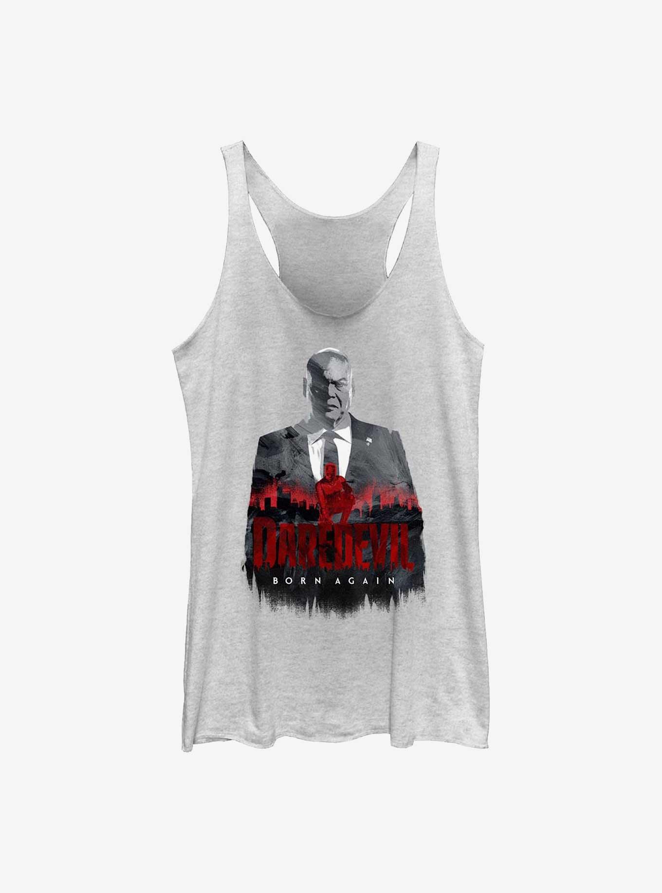 Marvel Daredevil: Born Again Fisk And Daredevil Silhouette Womens Tank Top, WHITE HTR, hi-res