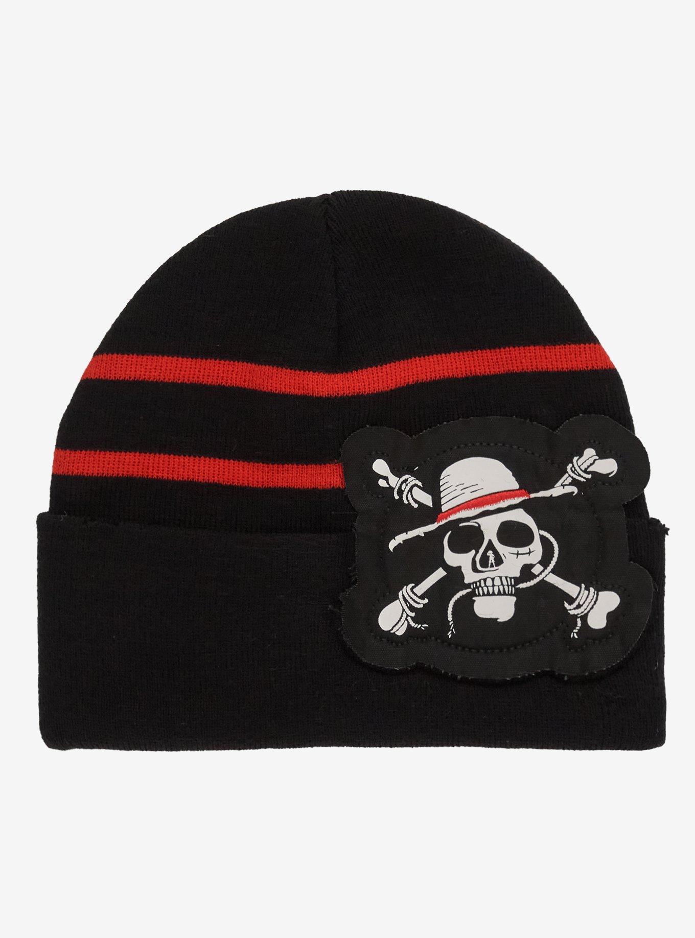 One Piece Straw Hat Jolly Roger Stripe Beanie, , hi-res