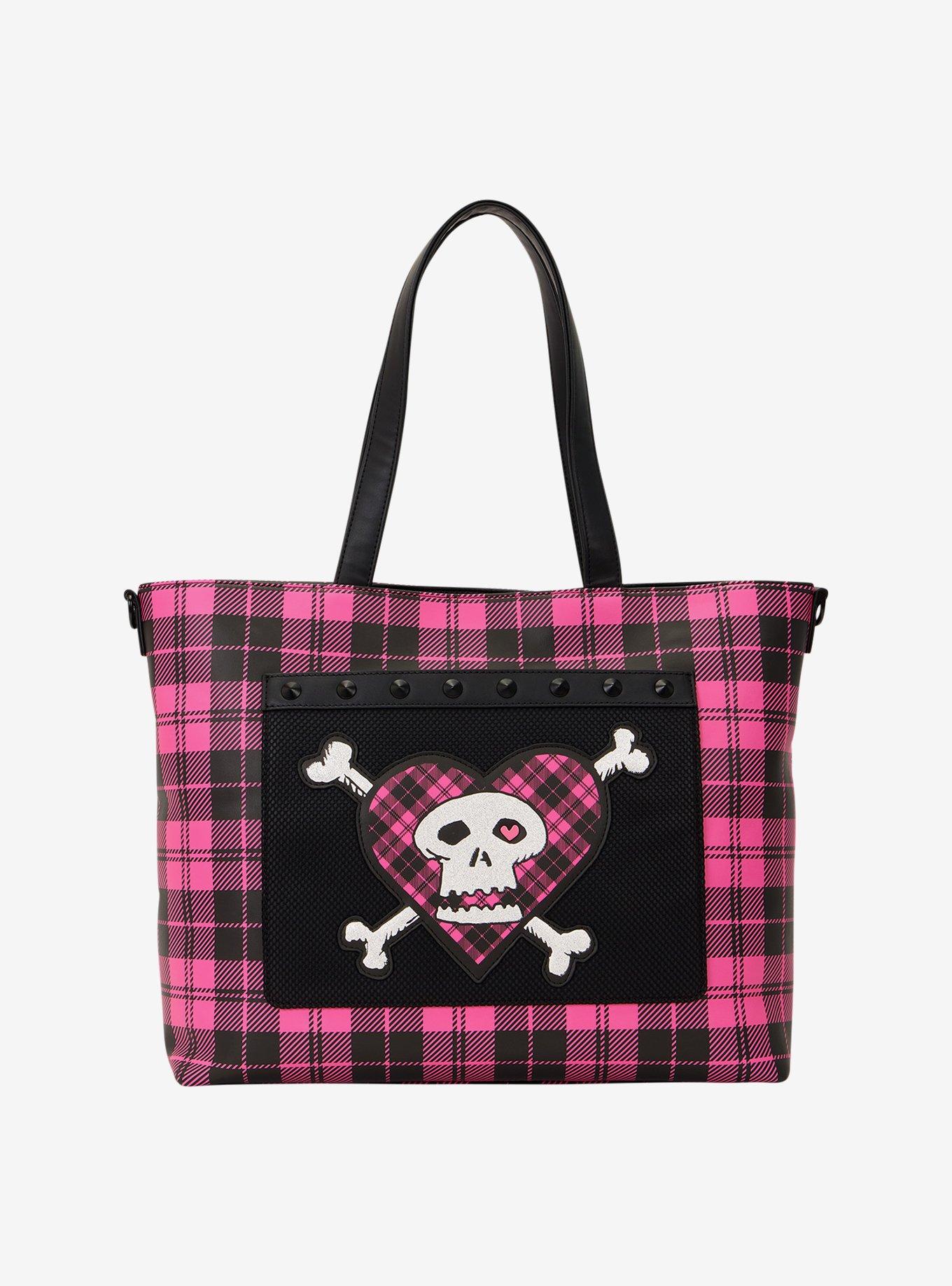 Loungefly Avril Lavigne Logo Plaid Tote Bag with Coin Purse, , hi-res