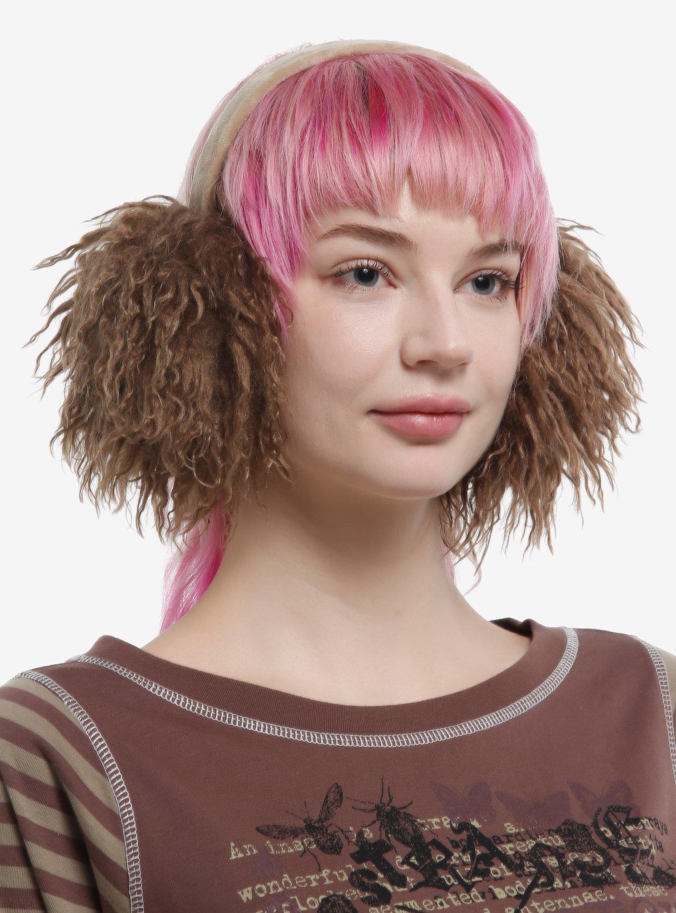 Brown Long Fur Fuzzy Earmuffs, , hi-res