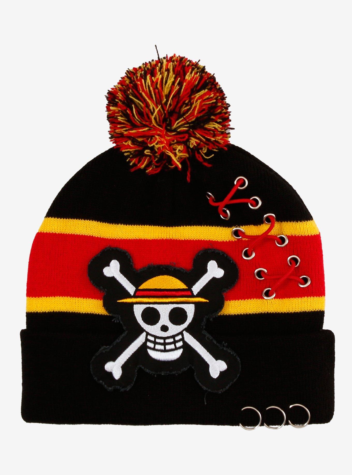One Piece Jolly Roger Grommet Pom Beanie, , hi-res