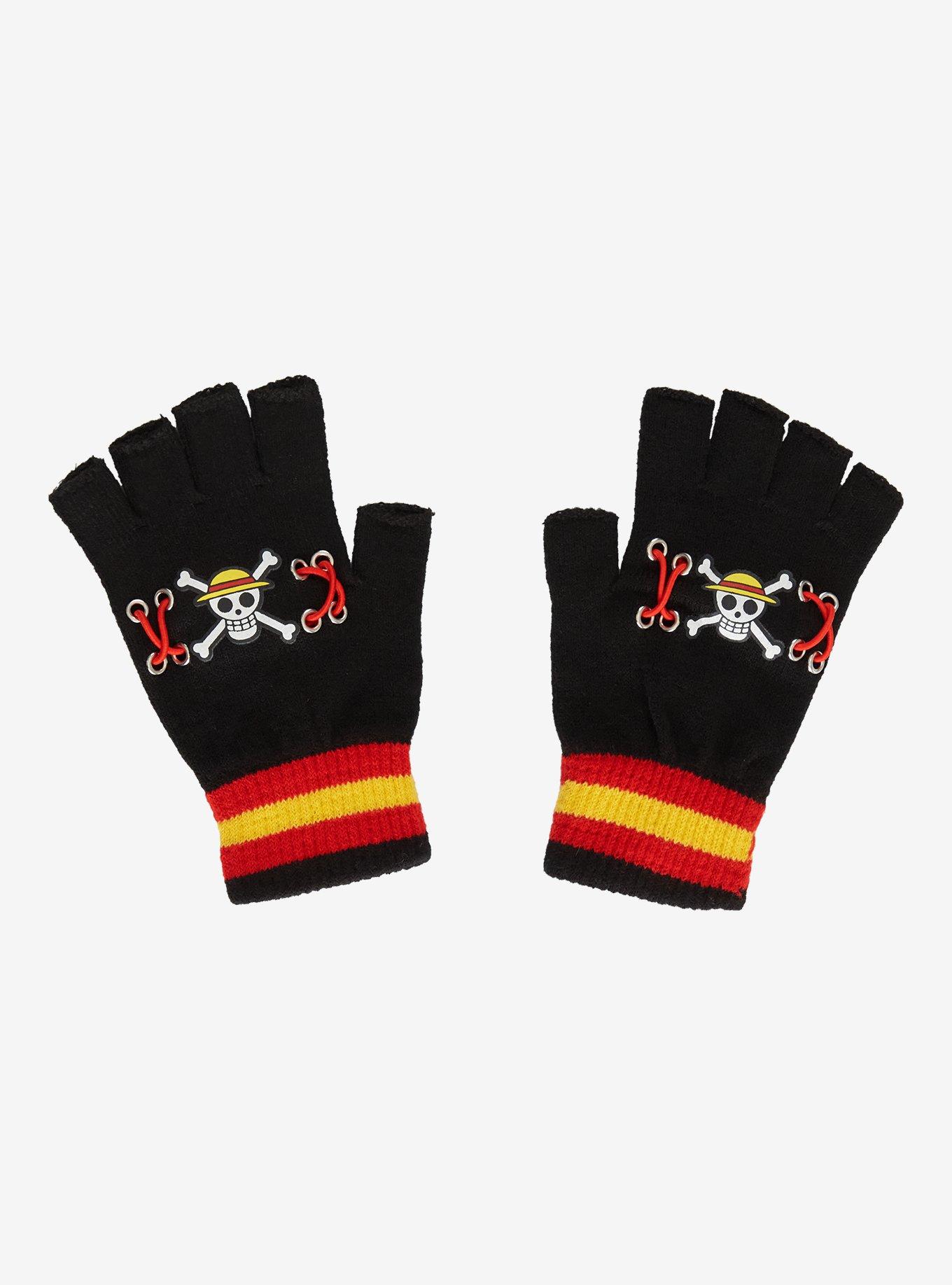 One Piece Jolly Roger Grommet Fingerless Gloves, , hi-res