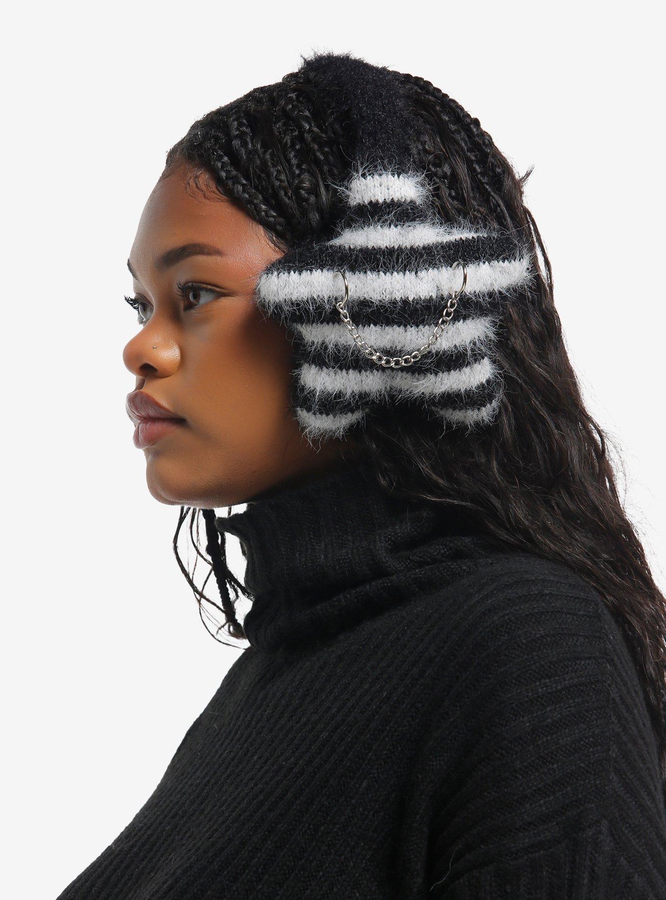 Star Stripe Chain Fuzzy Ear Muffs, , hi-res