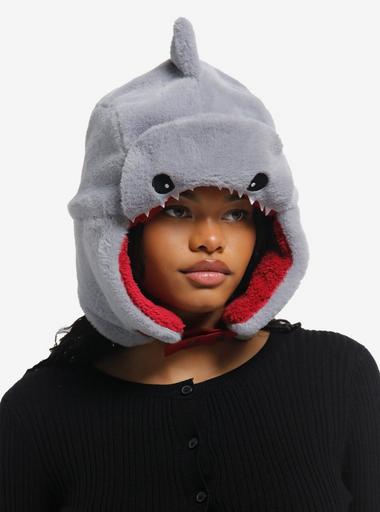 Shark Figural Trapper Hat Hot Topic