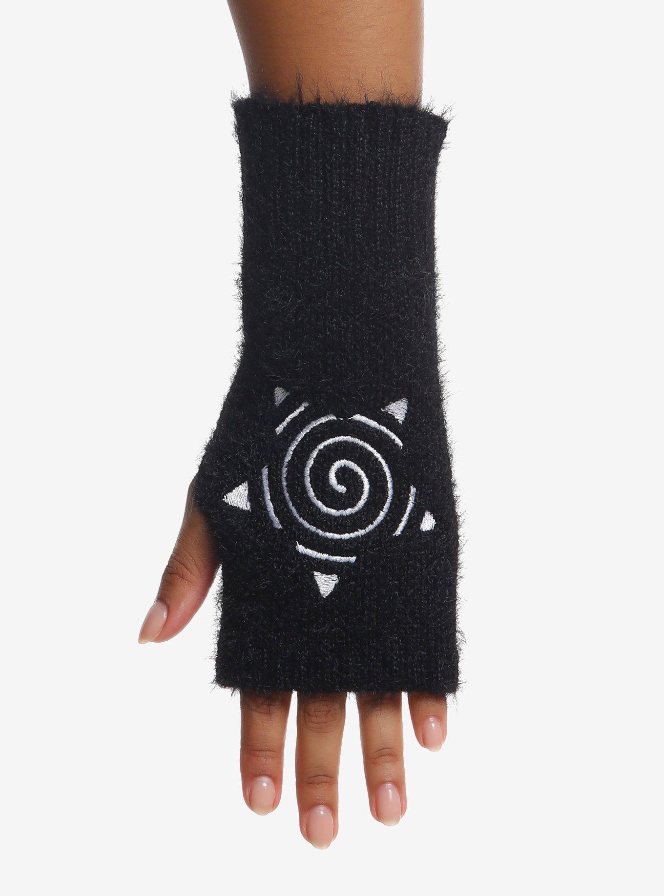 Spiral Star Fuzzy Fingerless Gloves, , hi-res