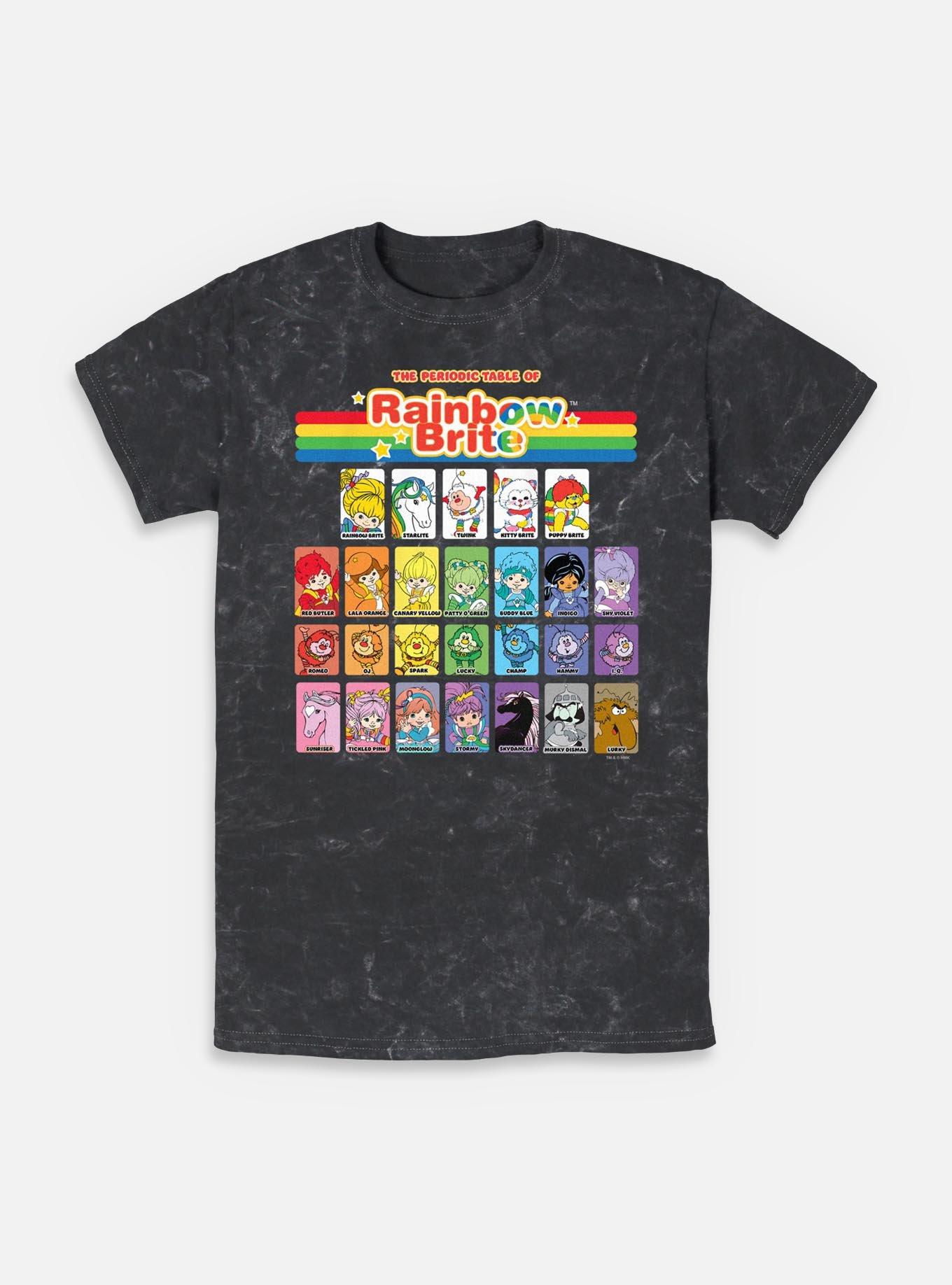 Rainbow Brite Table Of Color Mineral Wash T-Shirt, BLACK, hi-res