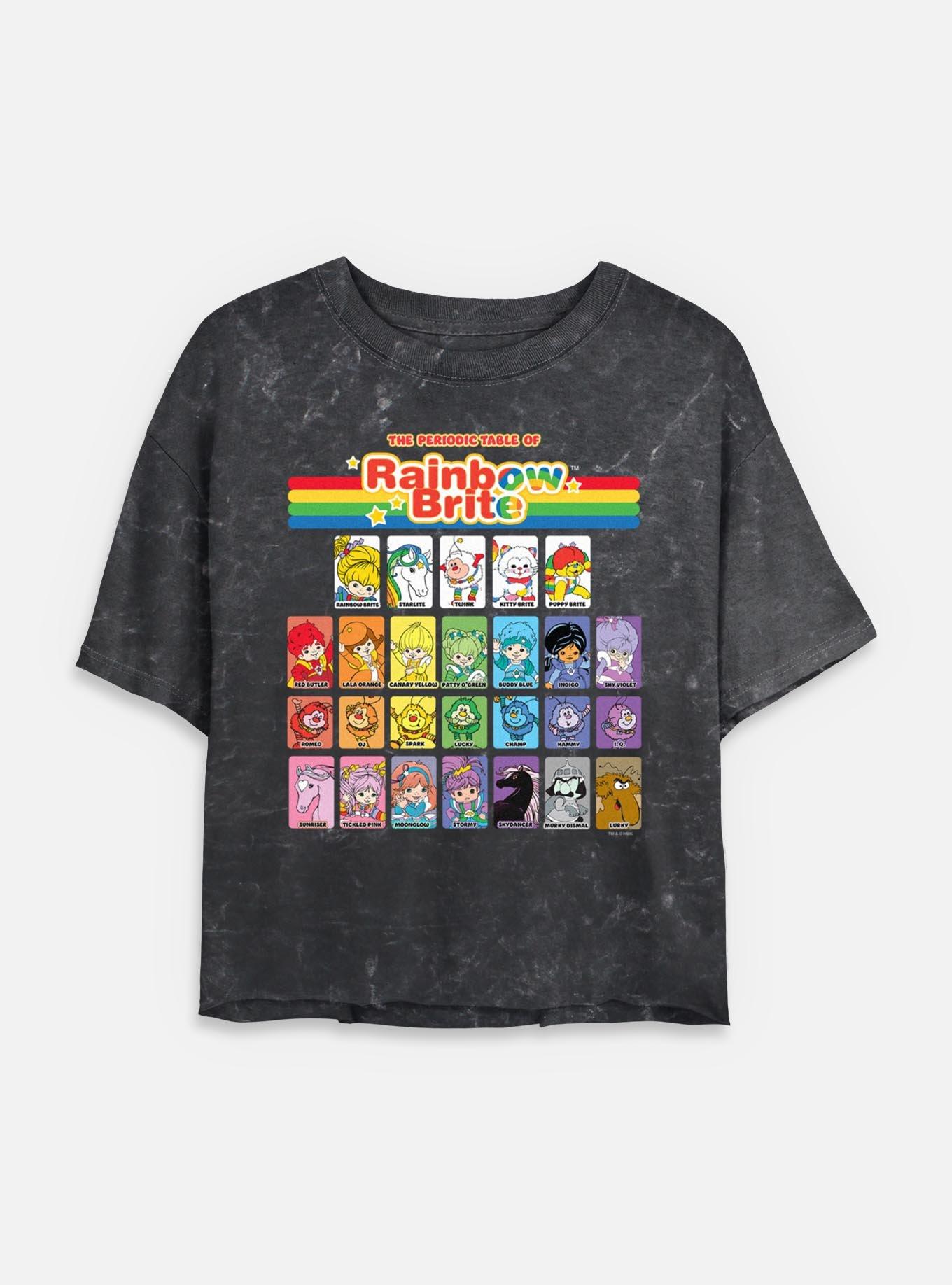 Rainbow Brite Table Of Color Mineral Wash Womens Crop T-Shirt, BLACK, hi-res