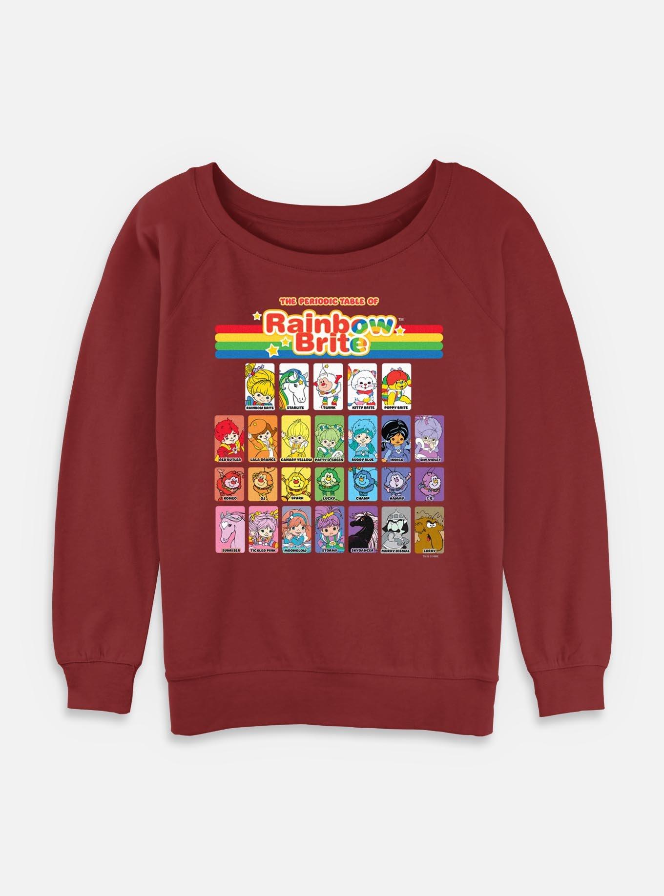 Rainbow Brite Table Of Color Womens Slouchy Sweatshirt, SCARLET, hi-res