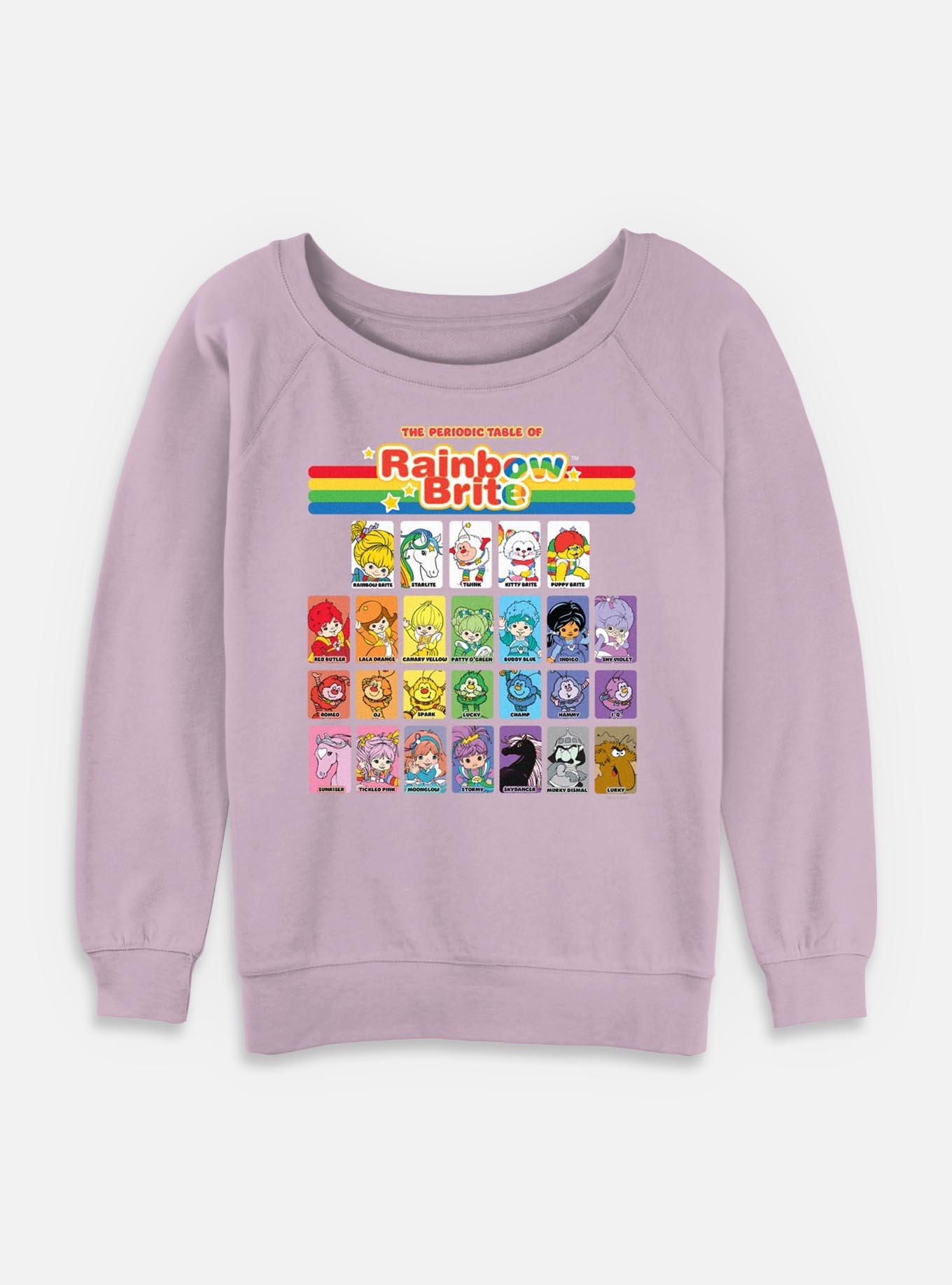Rainbow Brite Table Of Color Womens Slouchy Sweatshirt, LAVENDER, hi-res
