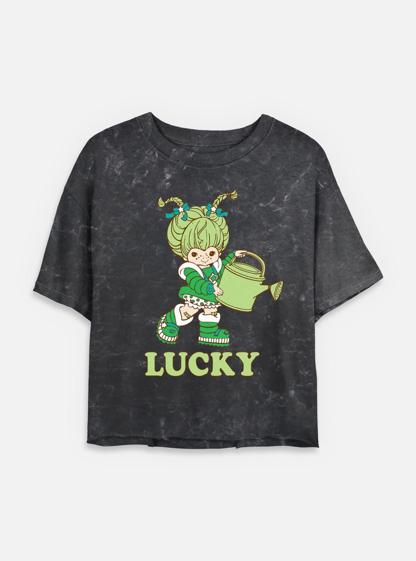 Rainbow Brite Patty O'Green Lucky Mineral Wash Womens Crop T-Shirt, BLACK, hi-res