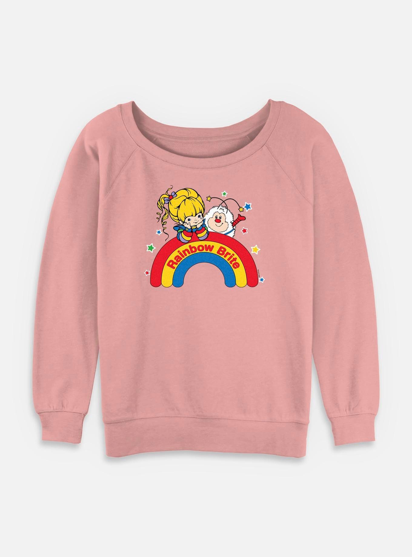 Rainbow Brite Wishing On A Rainbow Womens Slouchy Sweatshirt, DESERTPNK, hi-res