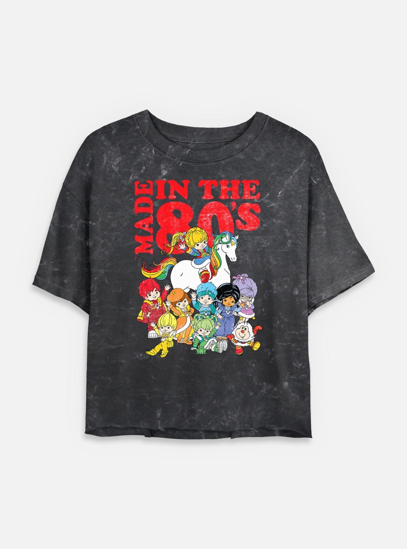 Rainbow Brite Made In The 80's Mineral Wash Womens Crop T-Shirt, BLACK, hi-res