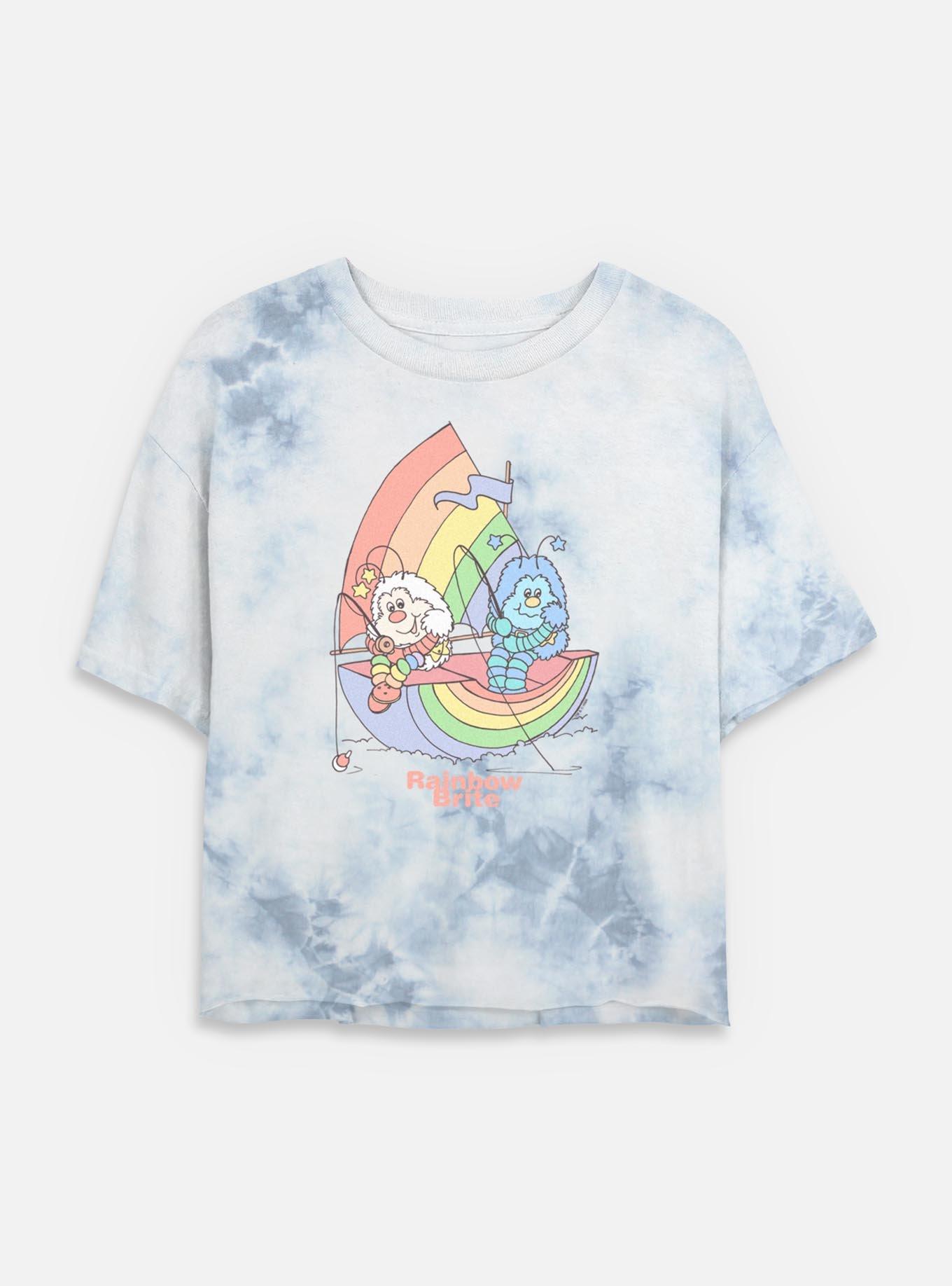 Rainbow Brite Twink Friend Rainbow Tie Dye Crop Womens T-Shirt, WHITEBLUE, hi-res