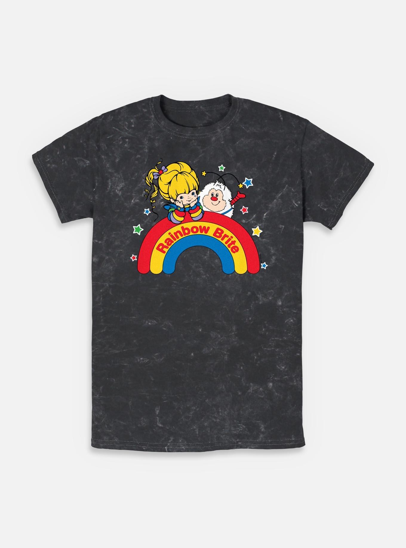 Rainbow Brite Wishing On A Rainbow Mineral Wash T-Shirt, BLACK, hi-res