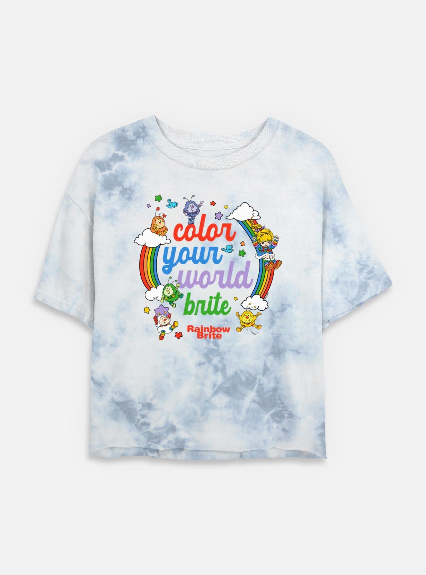 Rainbow Brite Color Your World Brite Tie Dye Crop Womens T-Shirt, WHITEBLUE, hi-res