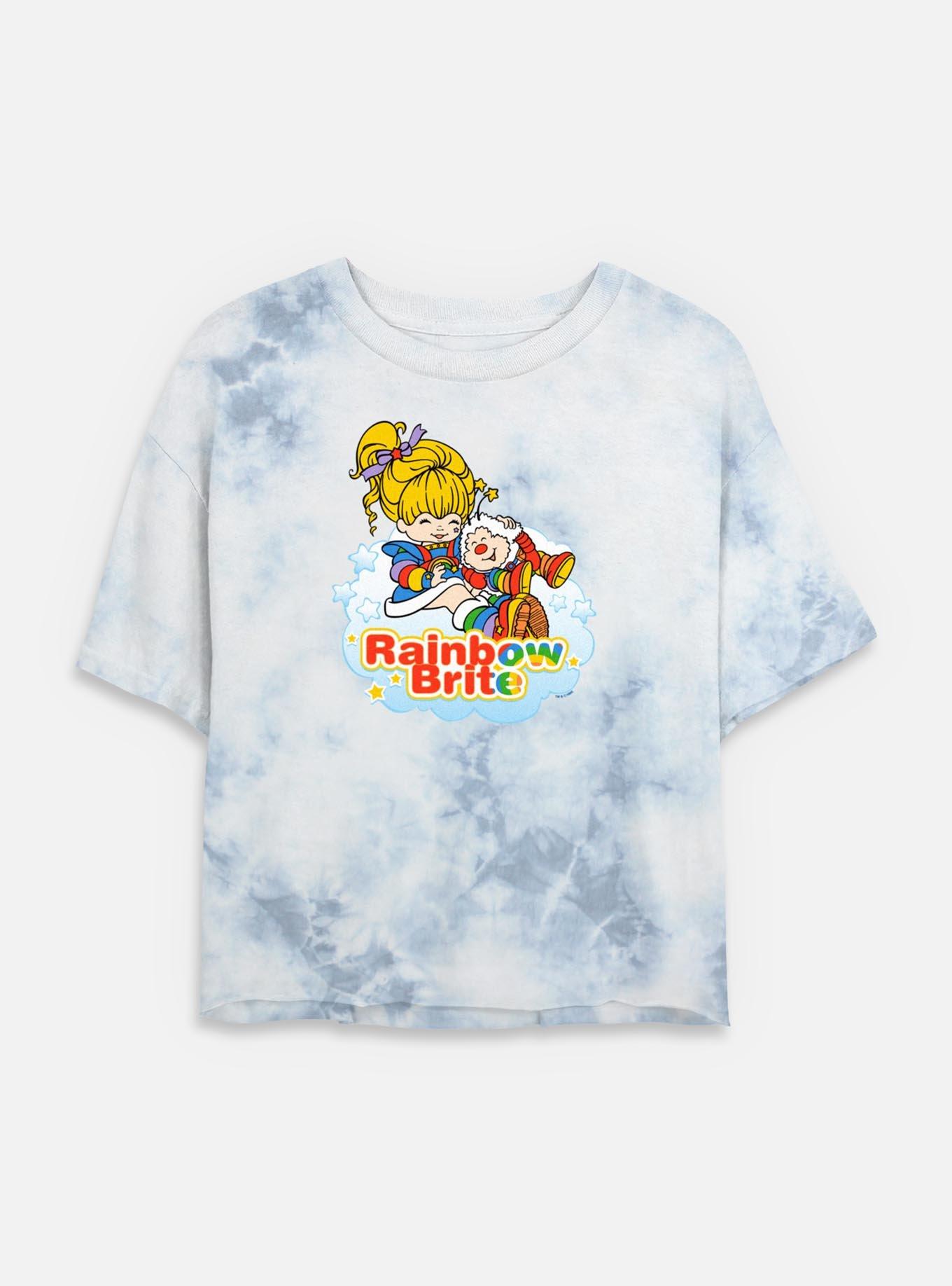 Rainbow Brite Rainbow Brite Cloud Tie Dye Crop Womens T-Shirt, WHITEBLUE, hi-res