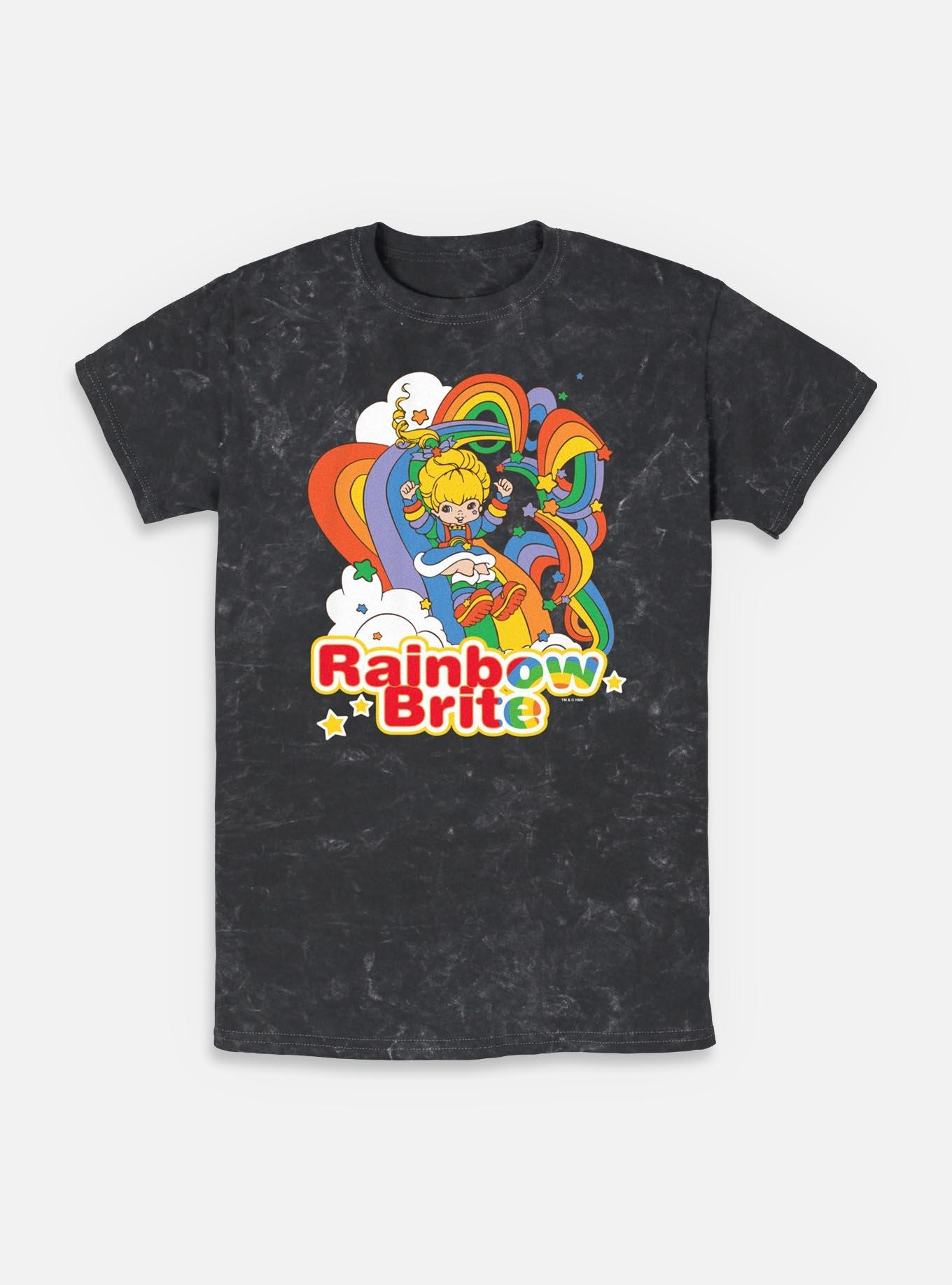 Rainbow Brite Rainbow Tangle Mineral Wash T-Shirt, BLACK, hi-res