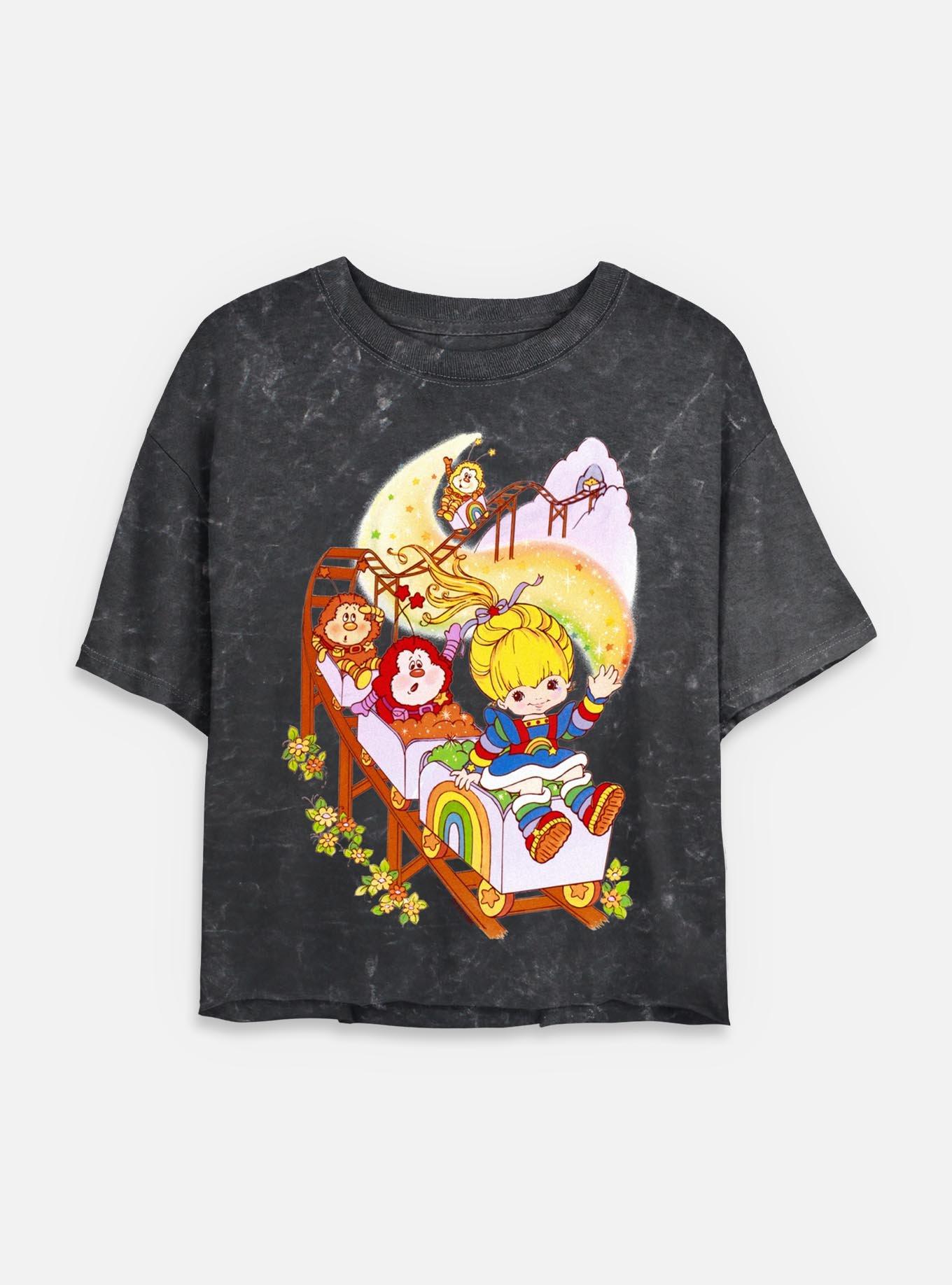 Rainbow Brite Rainbow Coaster Mineral Wash Womens Crop T-Shirt, BLACK, hi-res