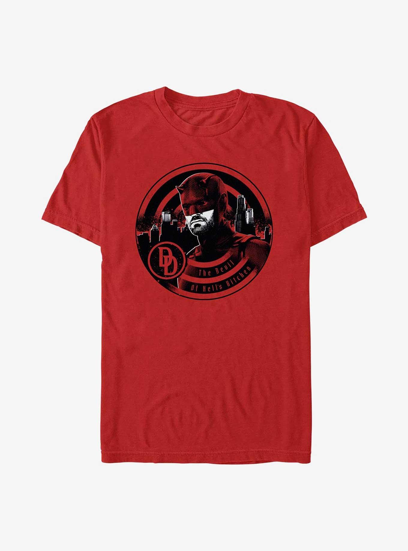 Marvel Daredevil: Born Again Daredevil Hell's Kitchen Silhouette T-Shirt, RED, hi-res