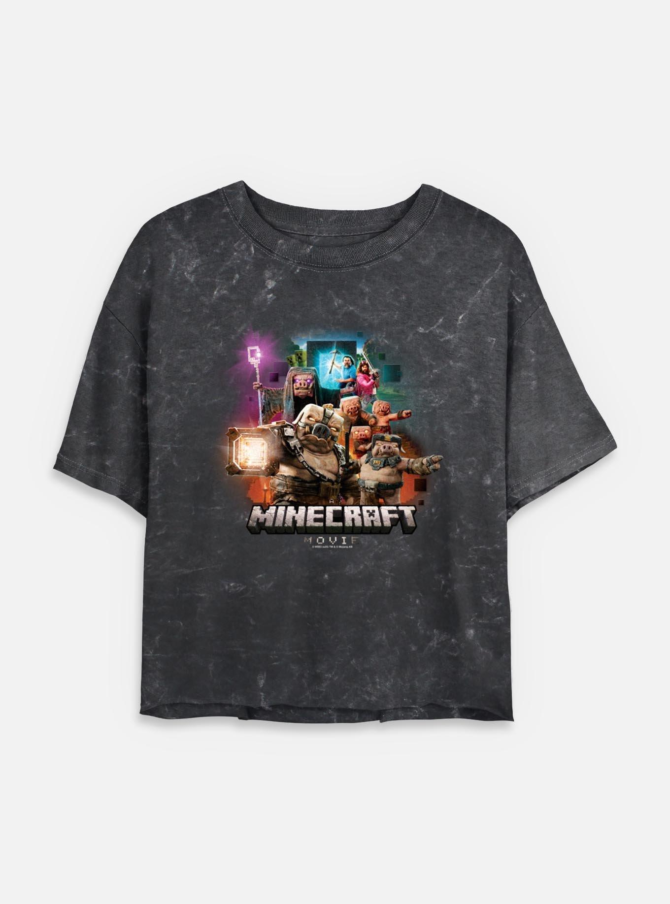 A Minecraft Movie Piglins Vs Heroes Womens Mineral Wash Crop T-Shirt, BLACK, hi-res