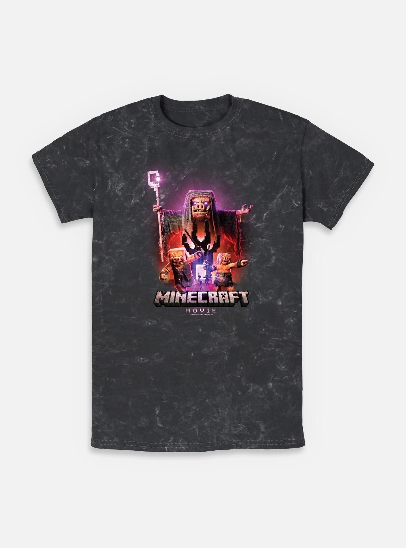 A Minecraft Movie Piglins Portal Mineral Wash T-Shirt, BLACK, hi-res