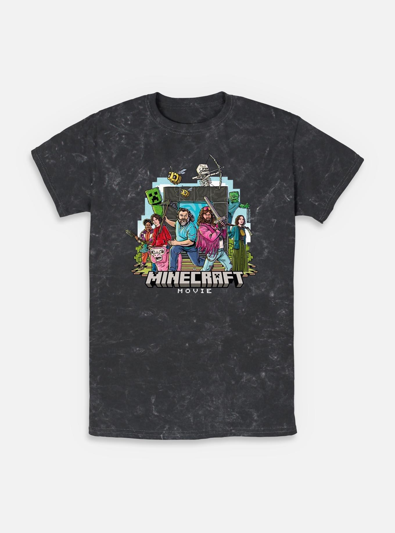 A Minecraft Movie Group Mineral Wash T-Shirt, BLACK, hi-res