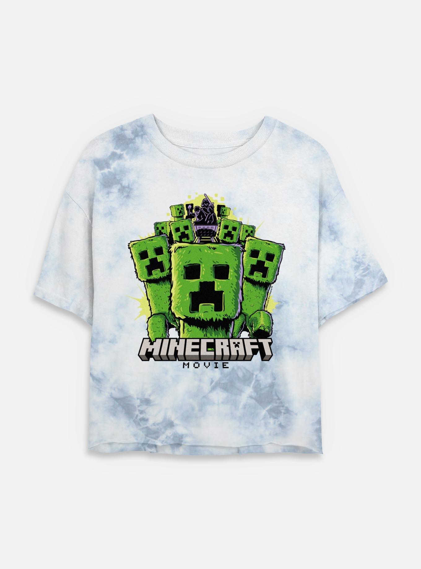A Minecraft Movie Creepers Womens Tie-Dye Crop T-Shirt, WHITEBLUE, hi-res