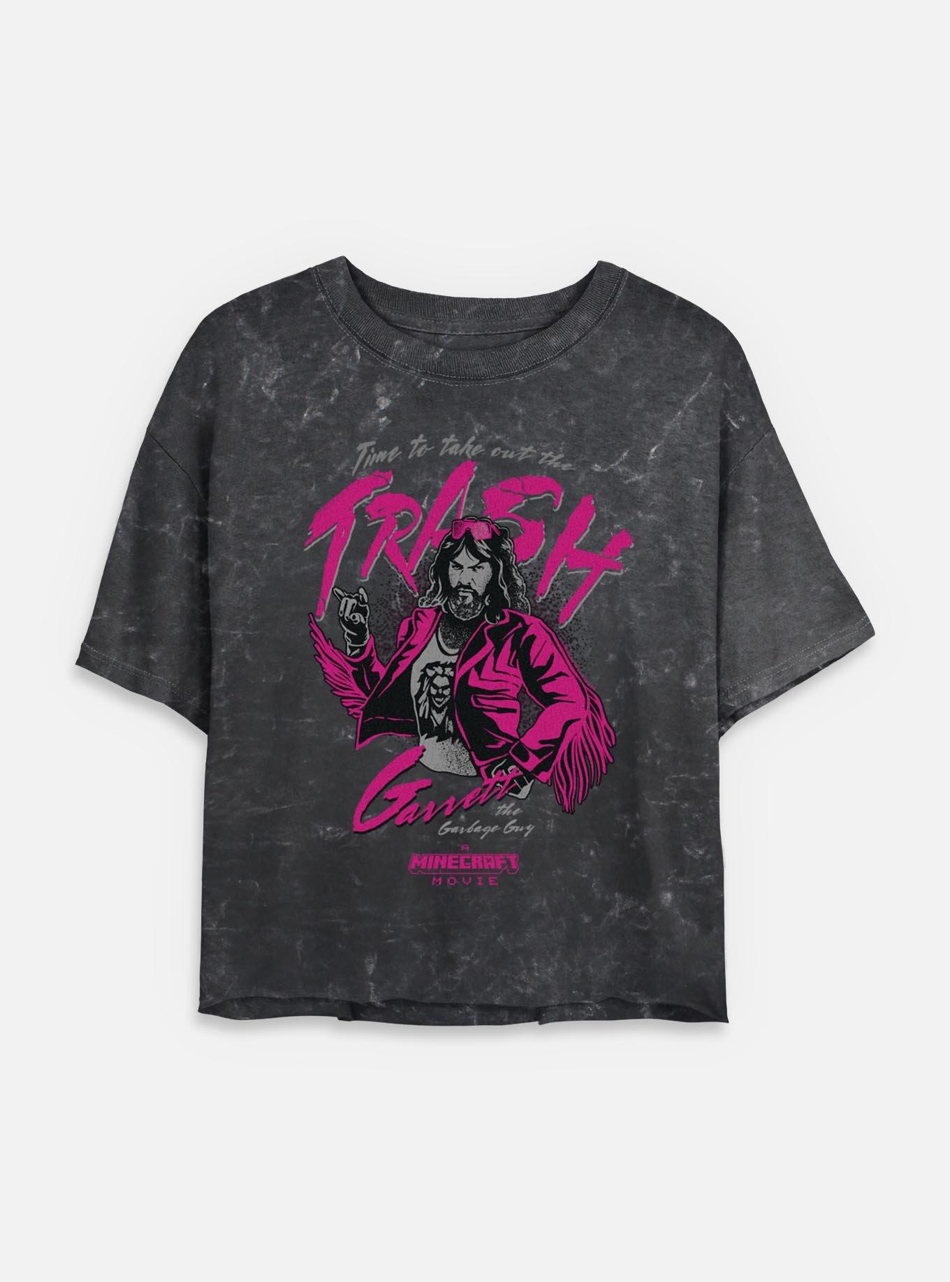 A Minecraft Movie Take Out The Trash Womens Mineral Wash Crop T-Shirt, BLACK, hi-res