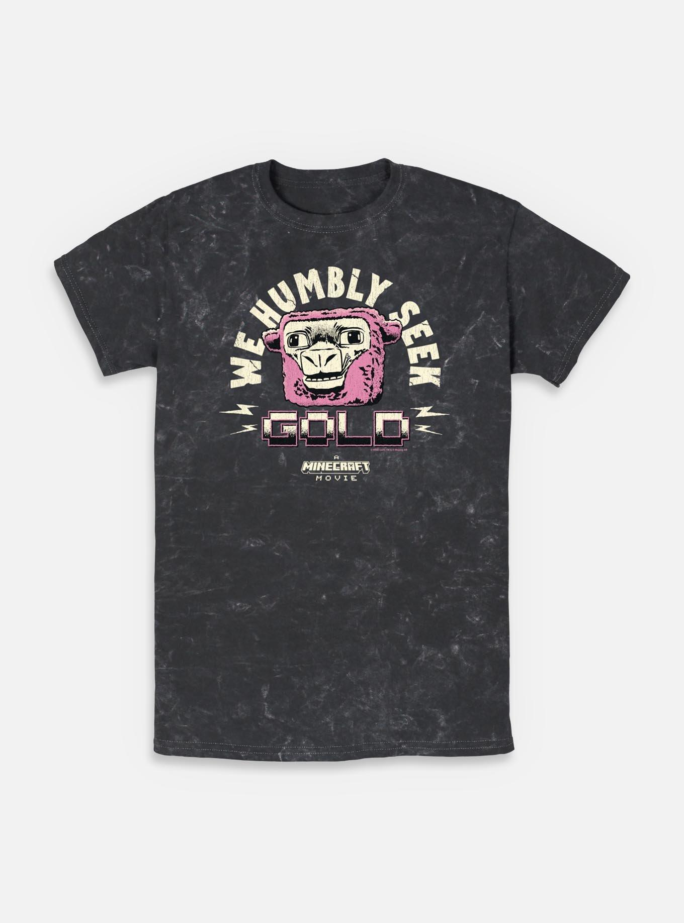 A Minecraft Movie We Humbly Seek Gold Mineral Wash T-Shirt, BLACK, hi-res