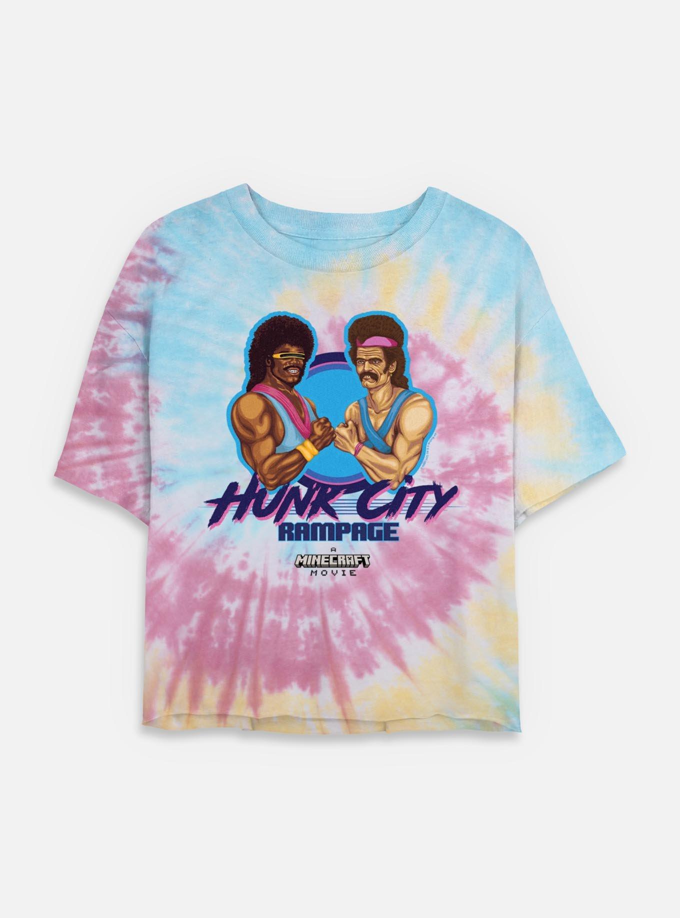 A Minecraft Movie Hunk City Womens Tie-Dye Crop T-Shirt, BLUPNKLY, hi-res