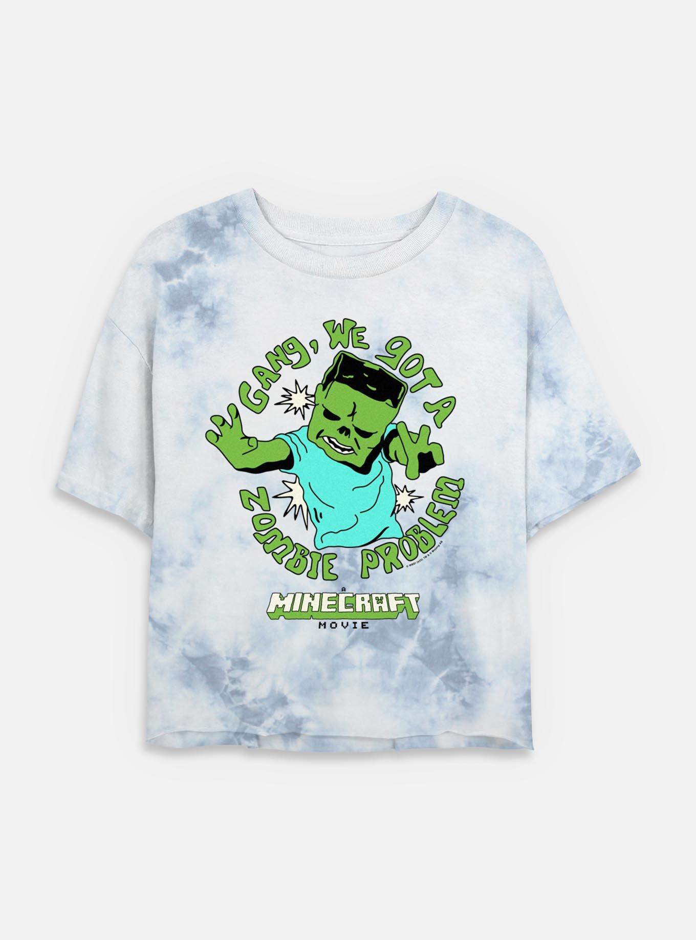 A Minecraft Movie Zombie Problem Womens Tie-Dye Crop T-Shirt, WHITEBLUE, hi-res