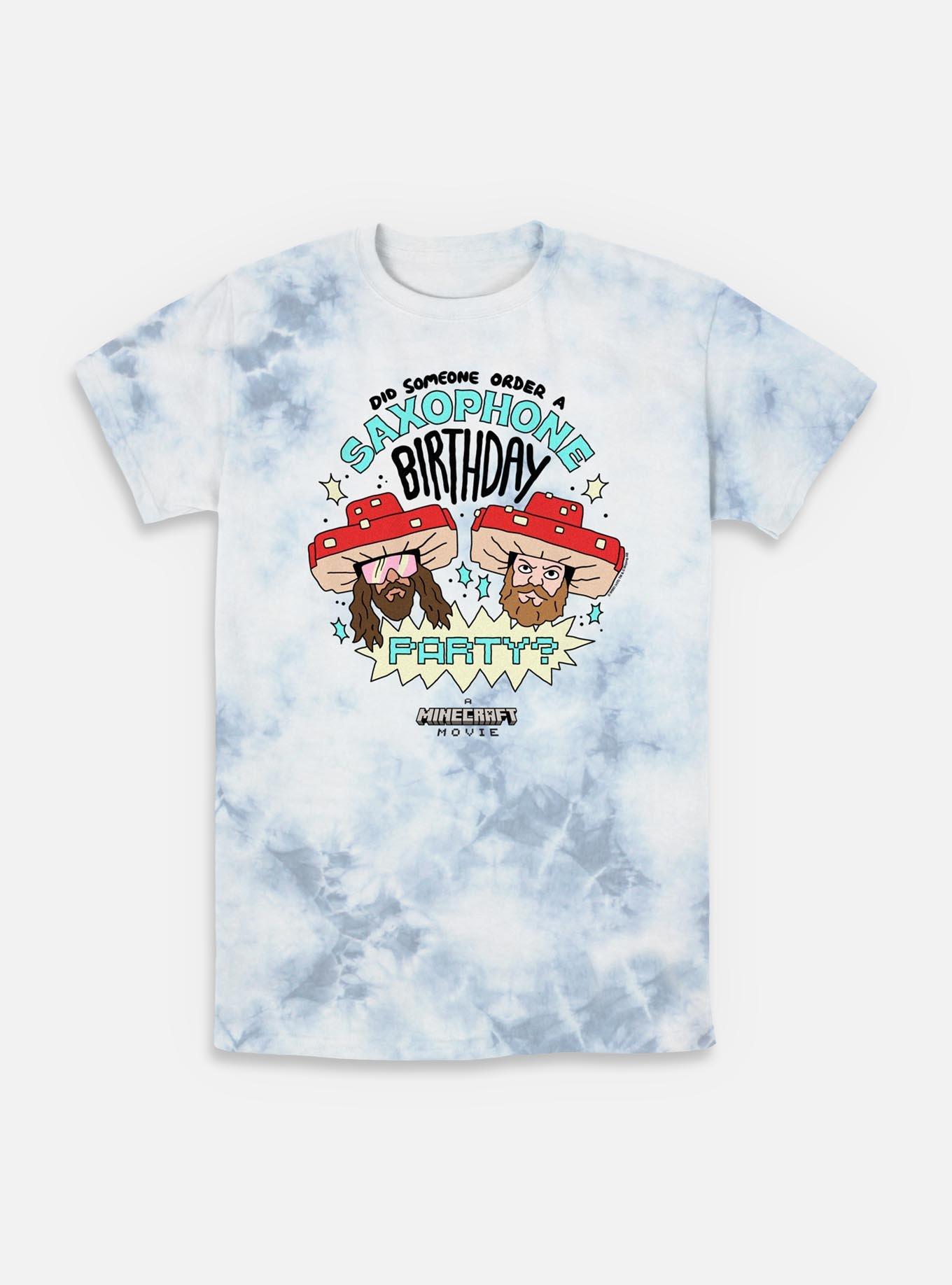 A Minecraft Movie Saxophone Birthday Tie-Dye T-Shirt, WHITEBLUE, hi-res