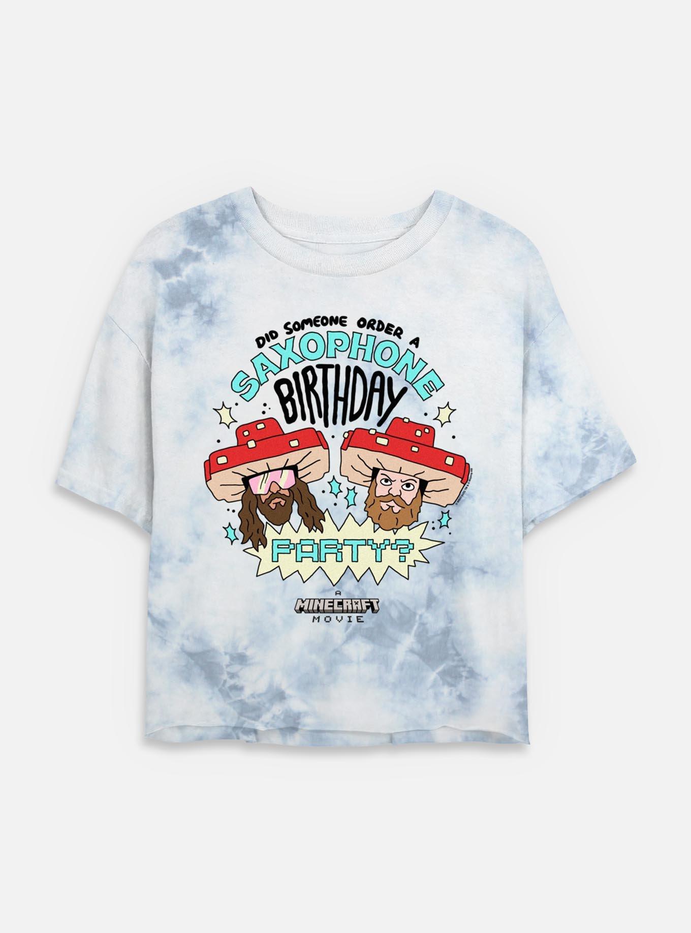 A Minecraft Movie Saxophone Birthday Womens Tie-Dye Crop T-Shirt, WHITEBLUE, hi-res